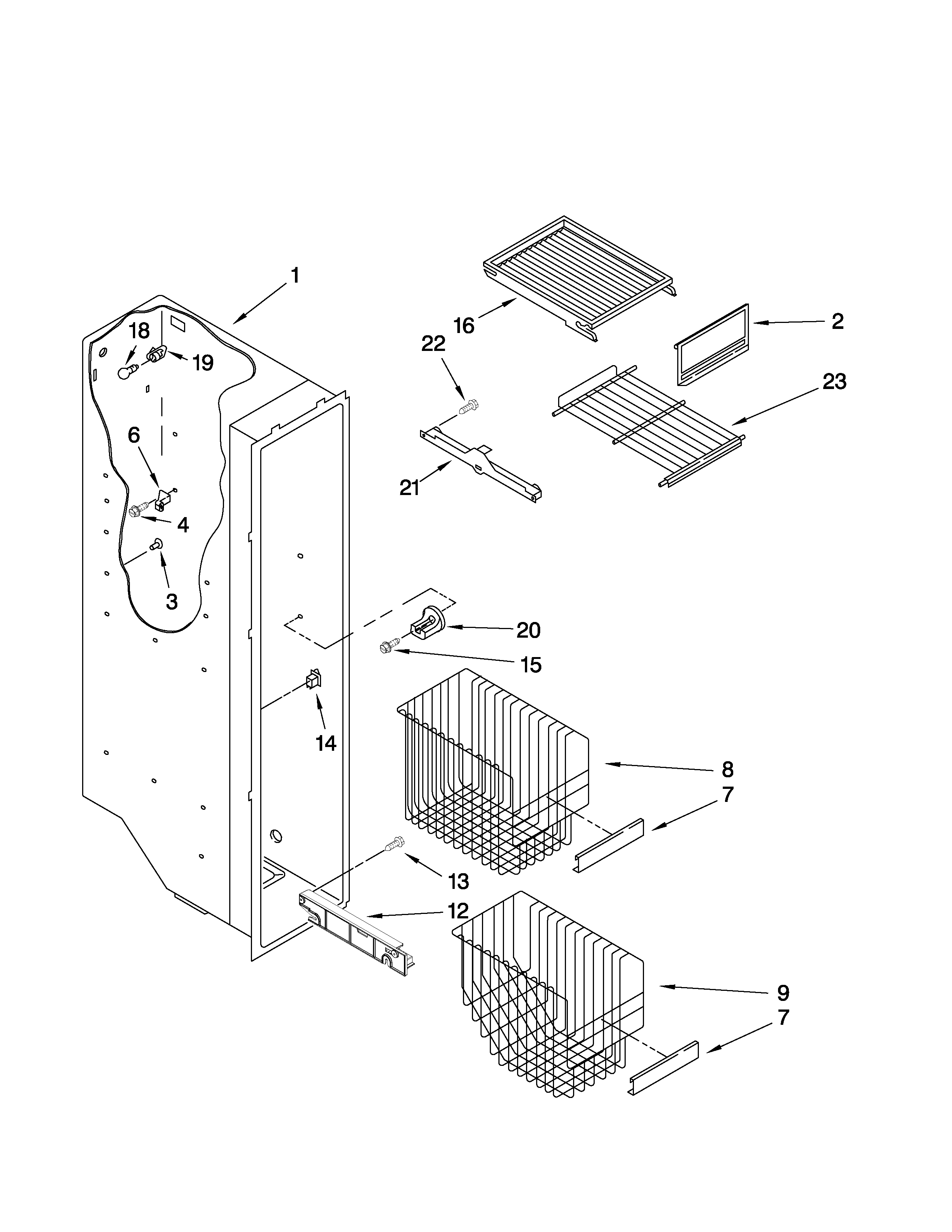 Estate TS25AFXKT08 freezer liner parts diagram