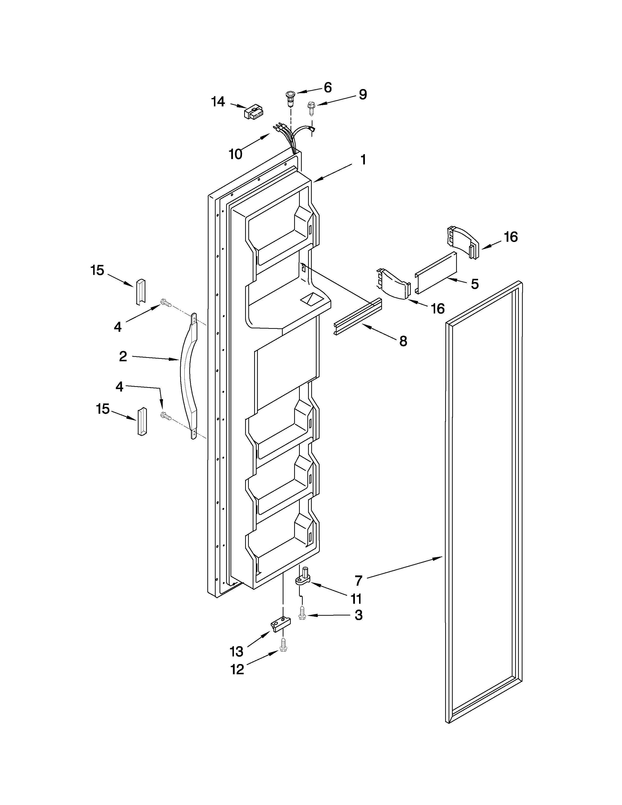 Estate TS25AFXKT08 freezer door parts diagram