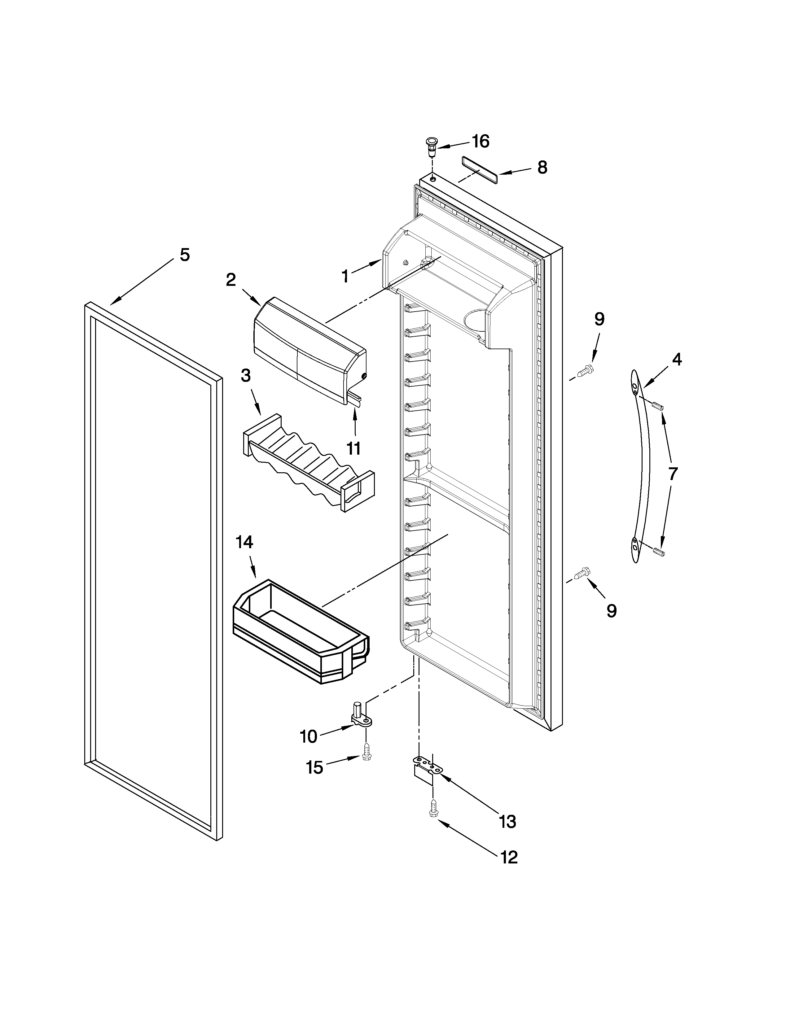 KitchenAid KSRT25FWMK01 refrigerator door parts diagram
