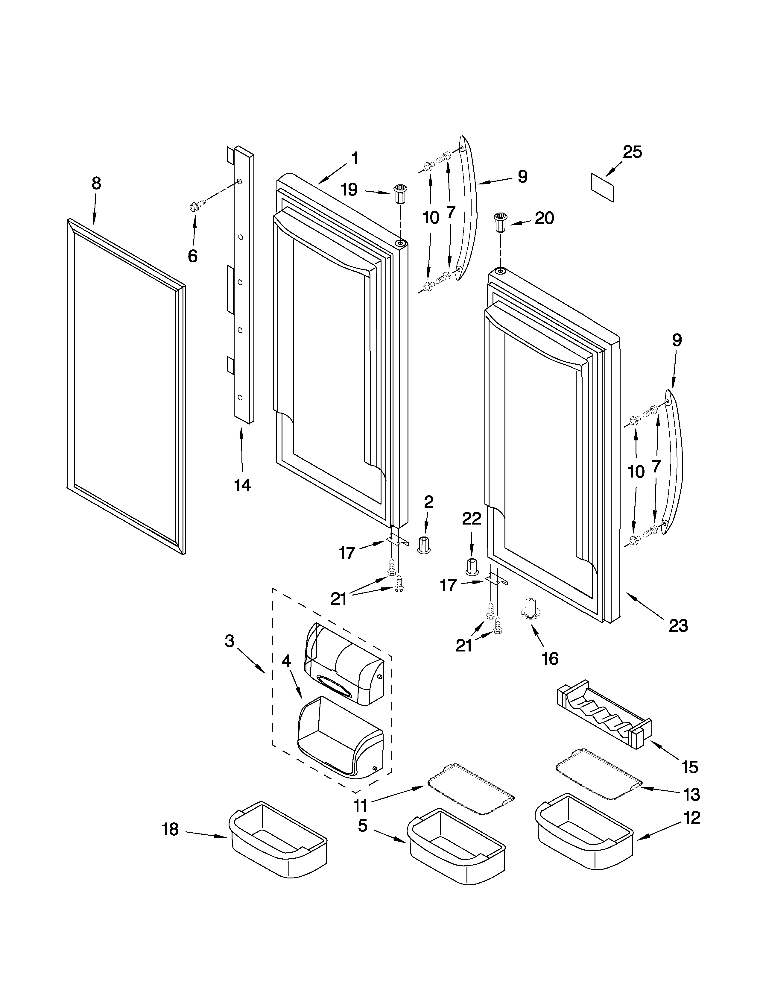 KitchenAid KBFS20EVWH2 refrigerator door parts diagram