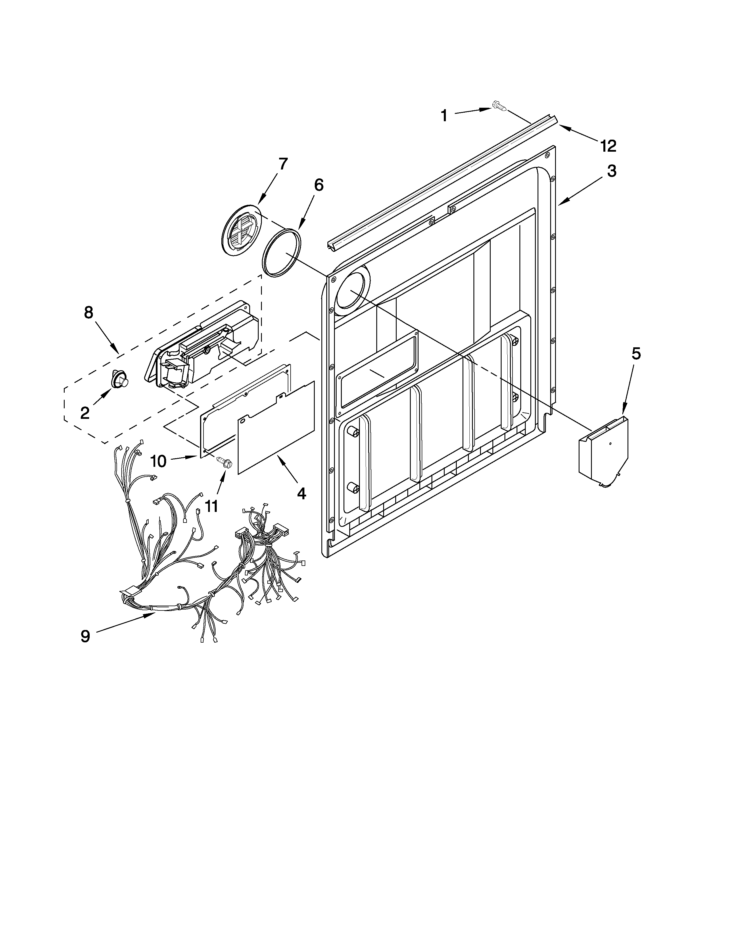 Whirlpool 7GU2300XTVS1 door and latch parts diagram