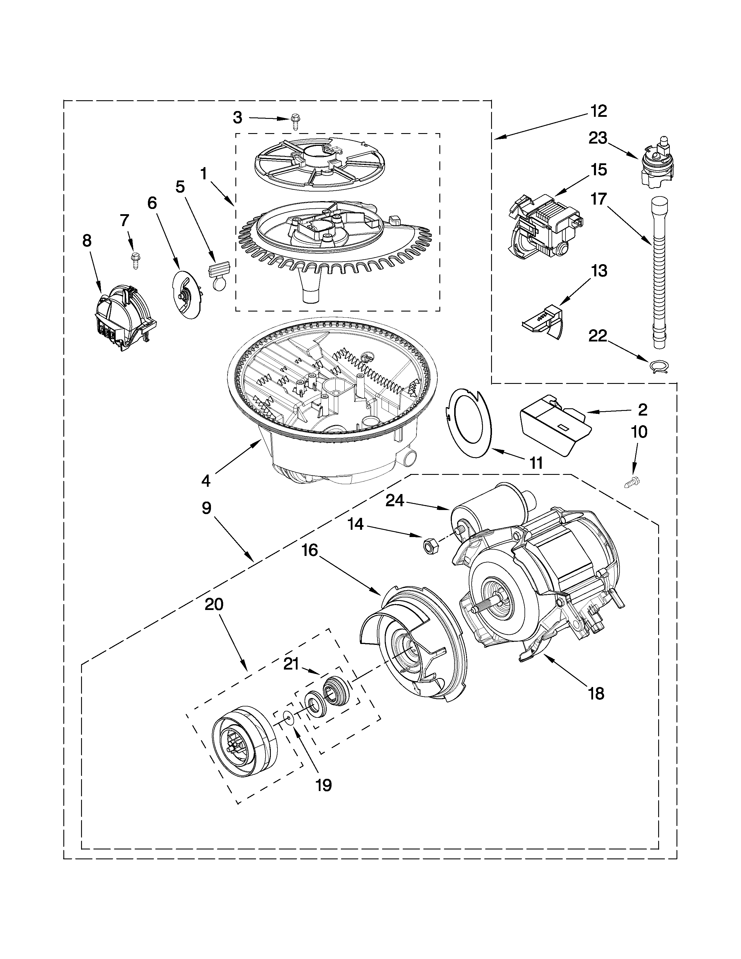 Estate TUD8700WS1 pump and motor parts diagram