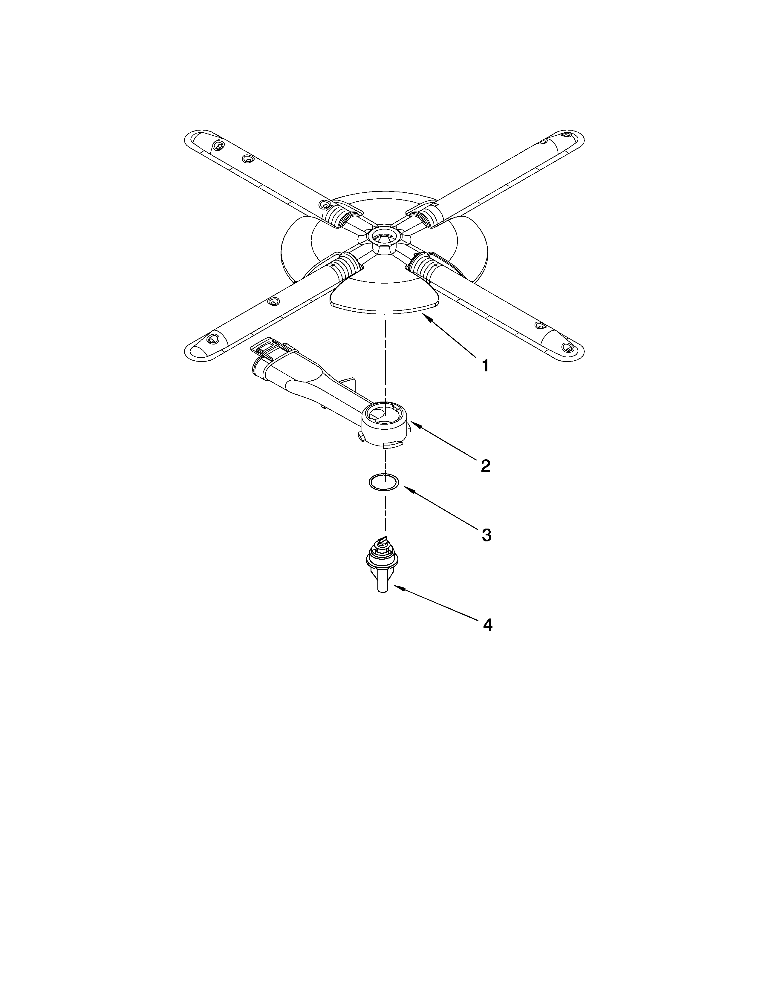 KitchenAid KUDS50SVWH3 lower washarm and strainer parts diagram