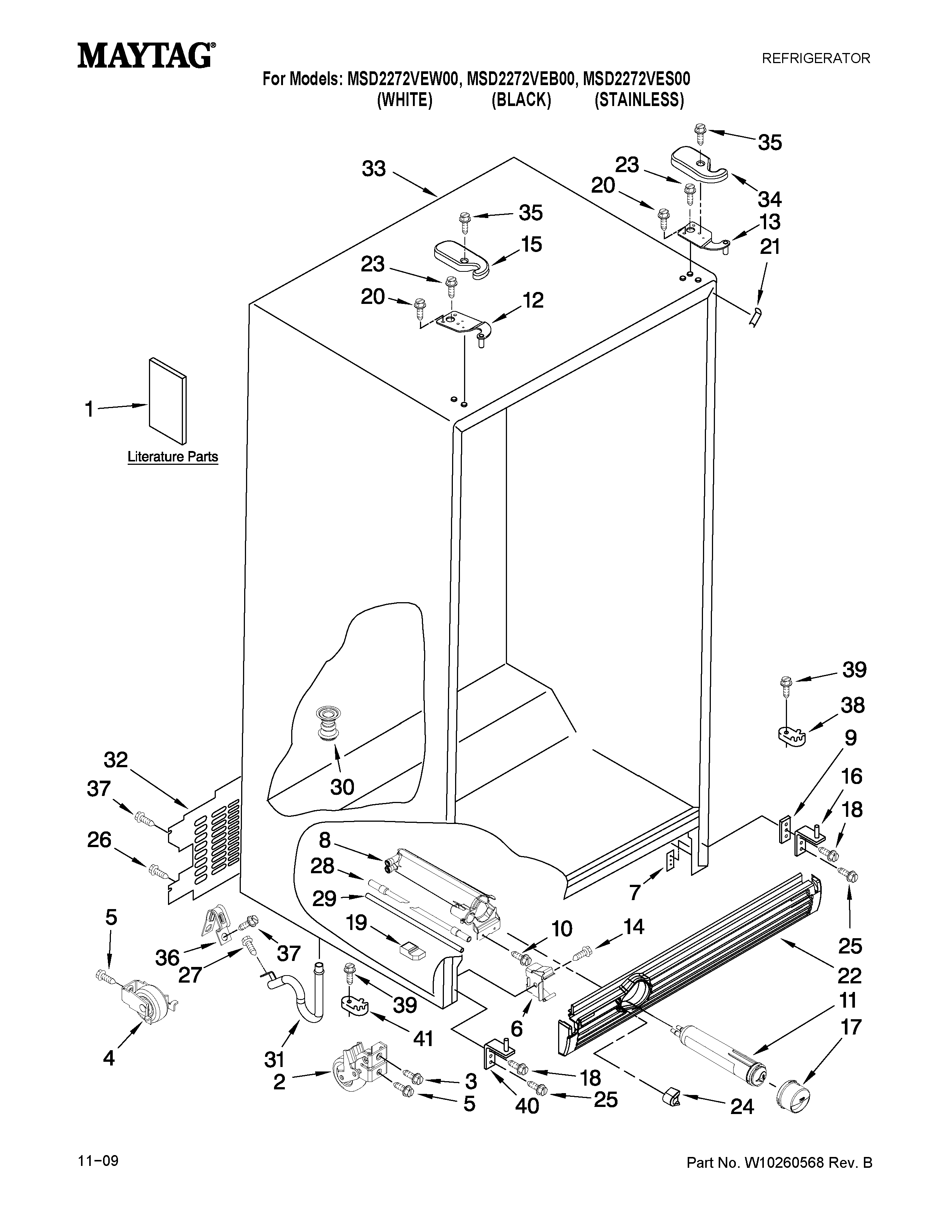 Maytag MSD2272VEB00 cabinet parts diagram