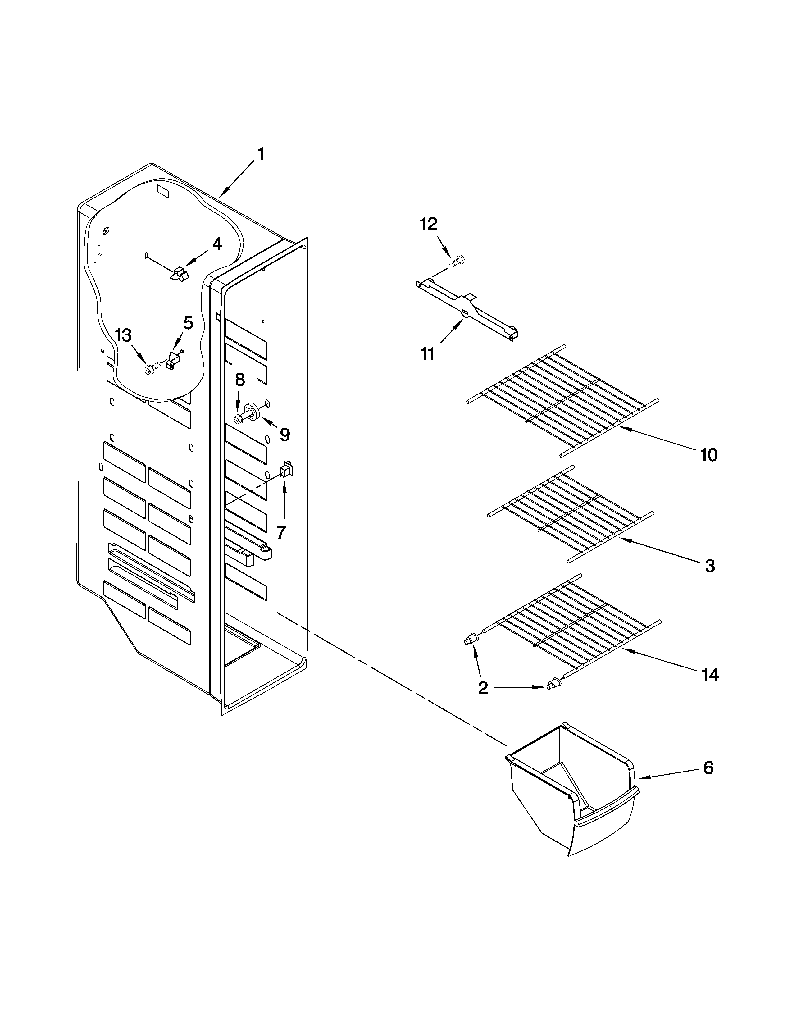 Maytag MSD2272VEB00 freezer liner parts diagram