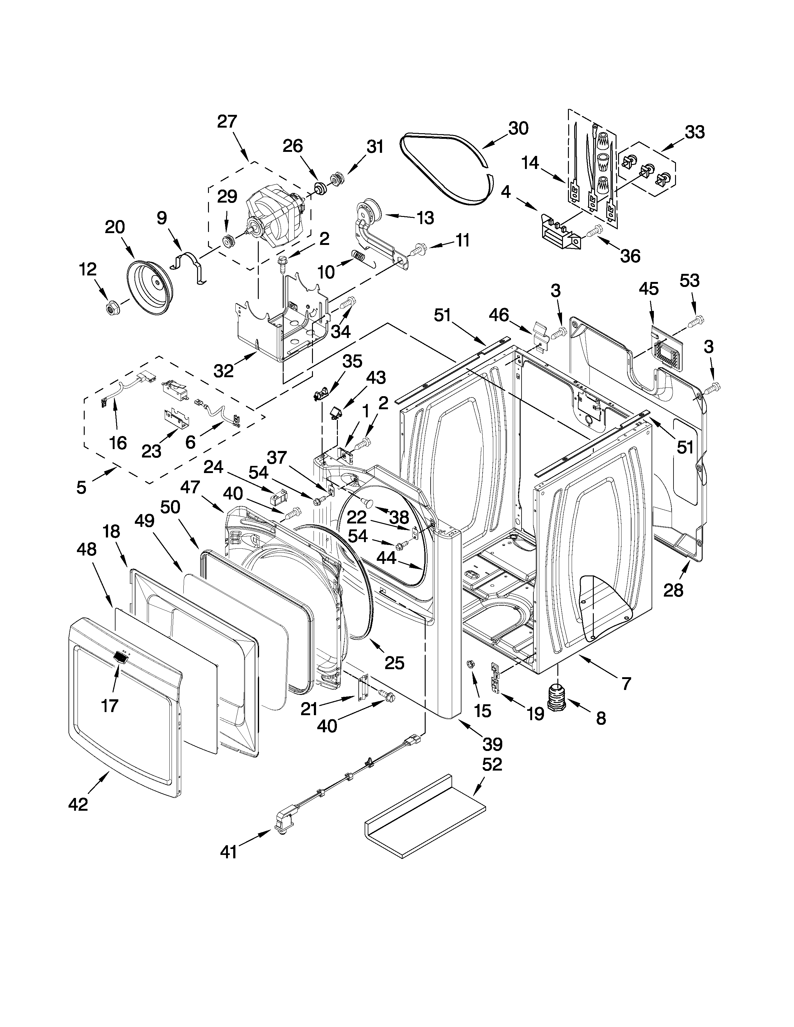 Maytag MEDB850WB0 cabinet parts diagram