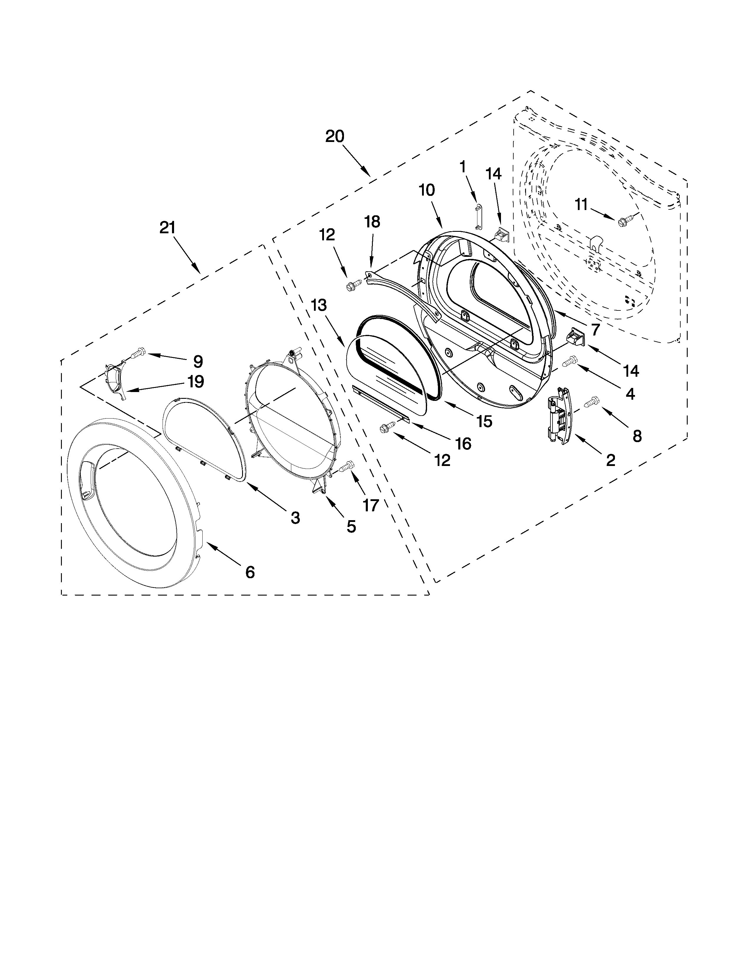 Amana NED7300WW0 door parts diagram