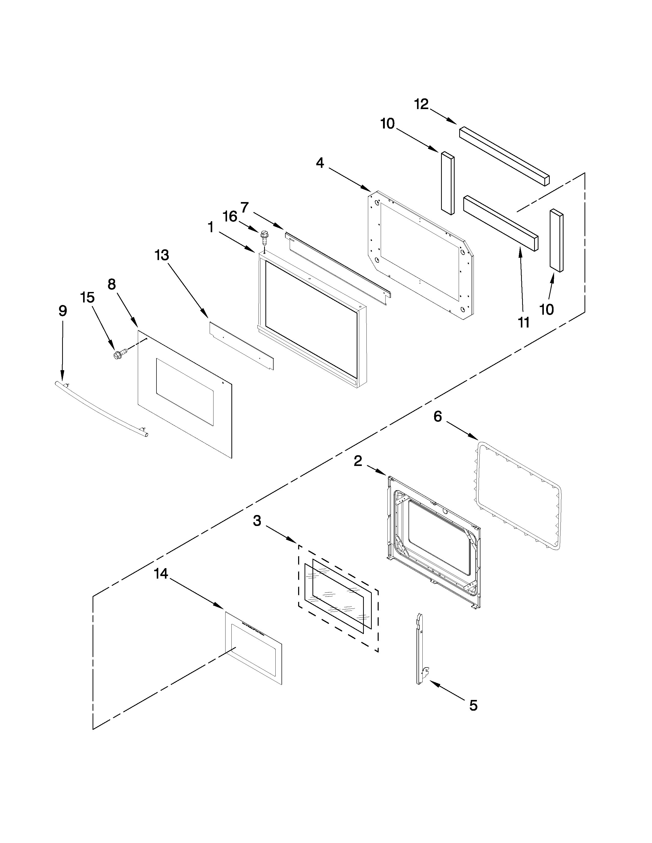 Maytag MEW5530DDW18 oven door parts diagram