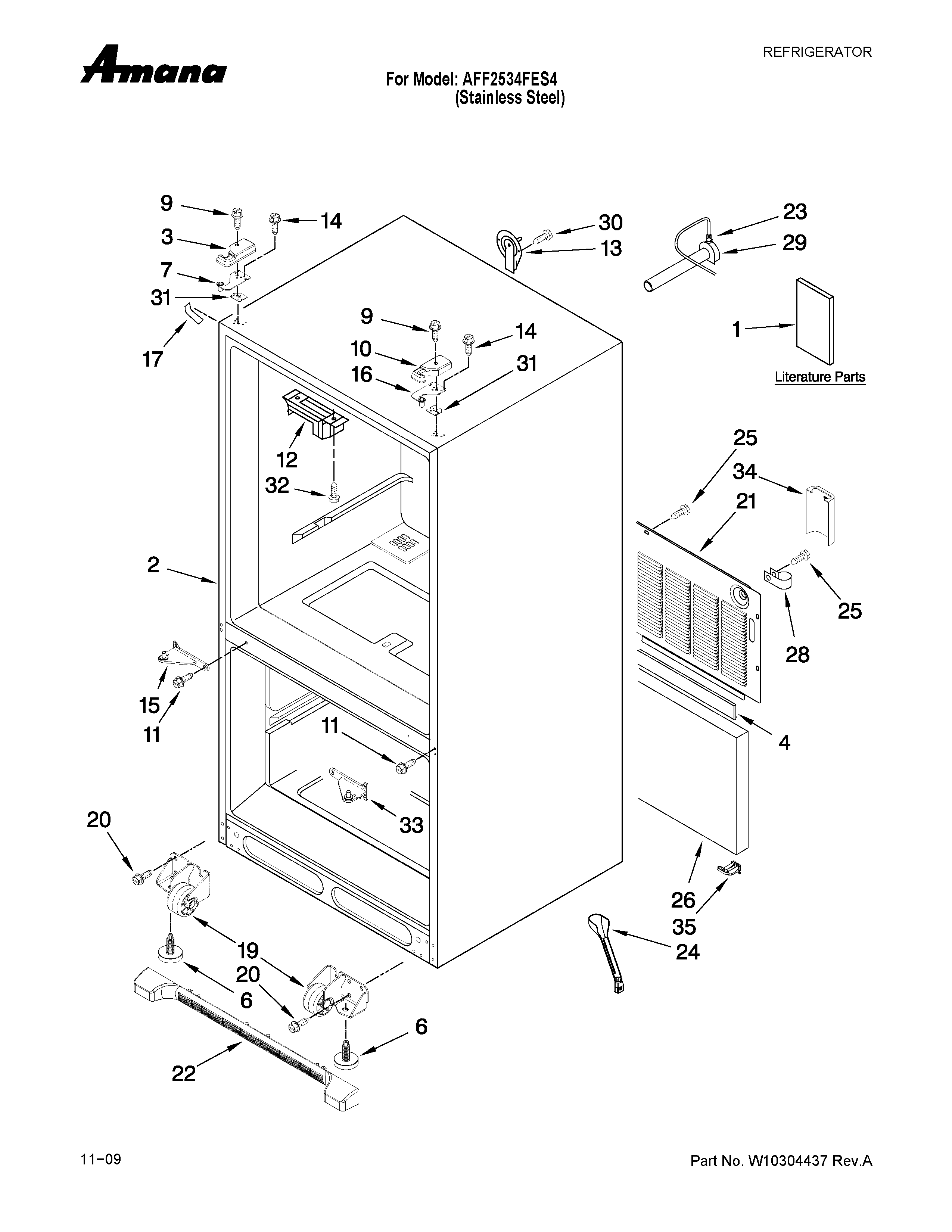 Amana AFF2534FES4 cabinet parts diagram