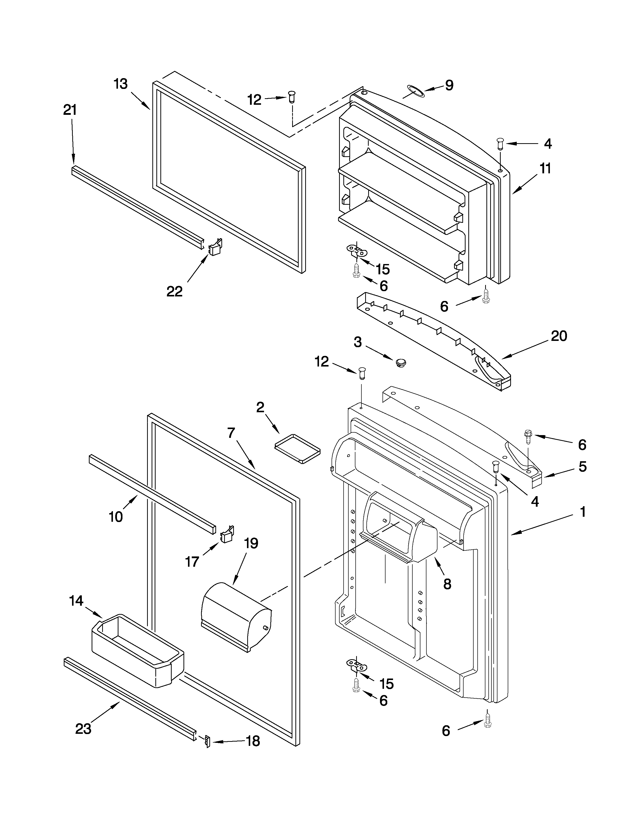 Amana A2RXNMFWW02 door parts diagram