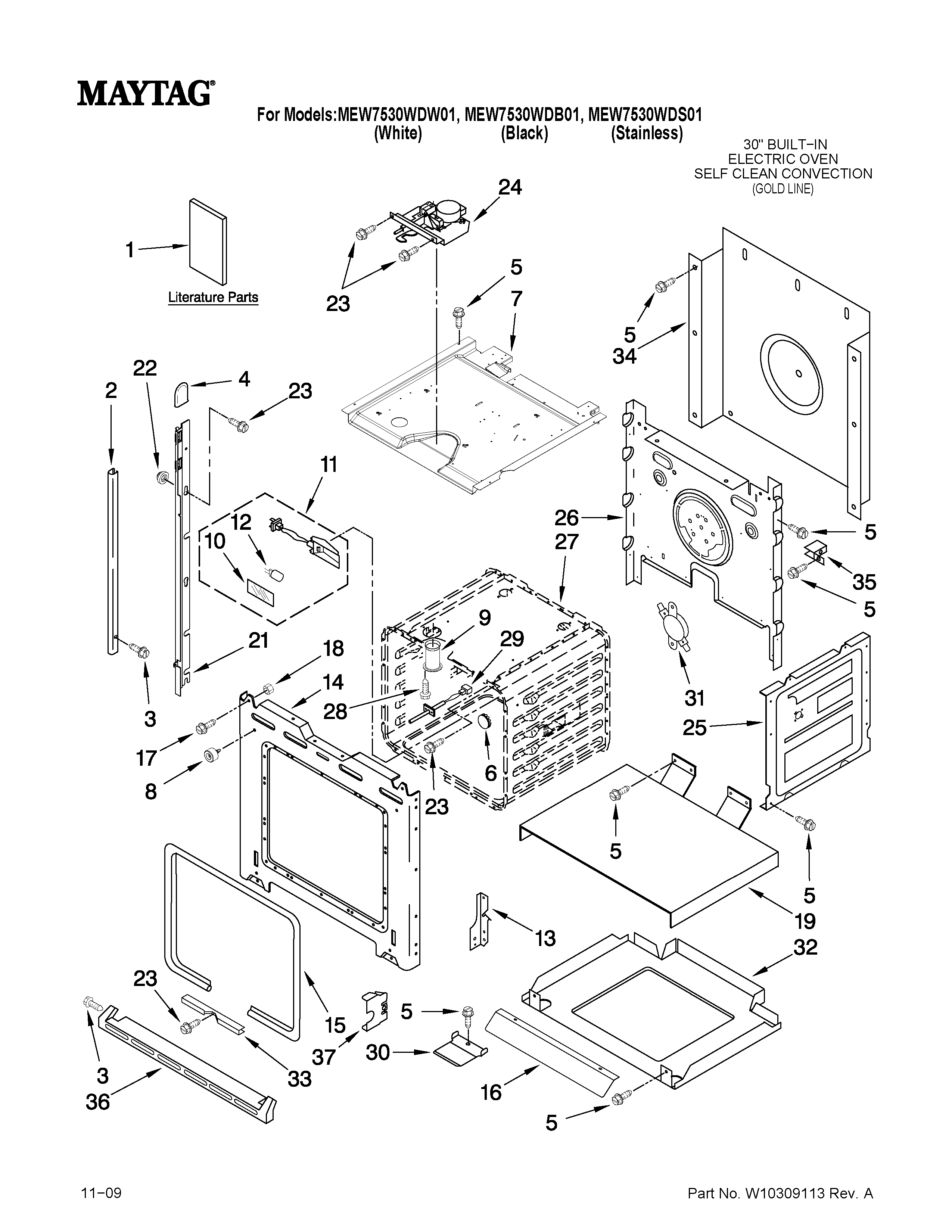 Maytag MEW7530WDB01 oven parts diagram