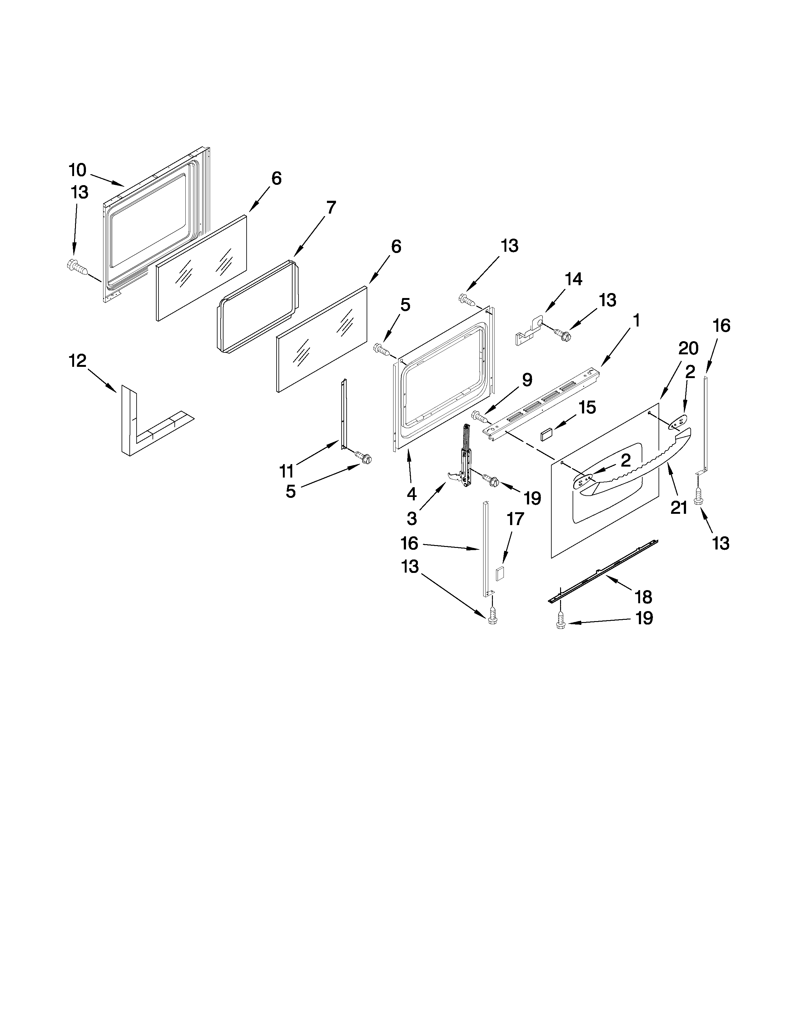 KitchenAid YKERS205TS2 door parts diagram