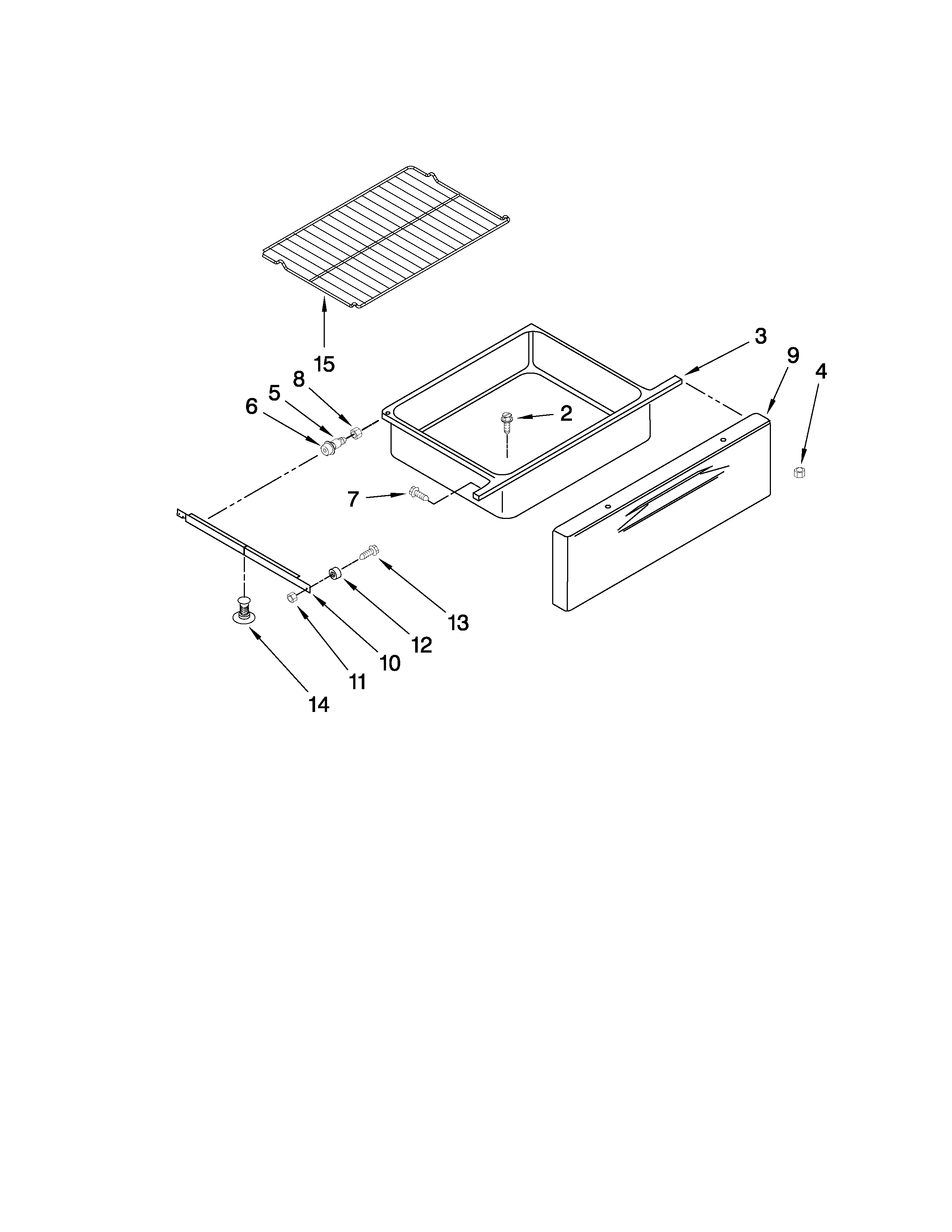 KitchenAid YKERS205TS2 drawer and rack parts diagram