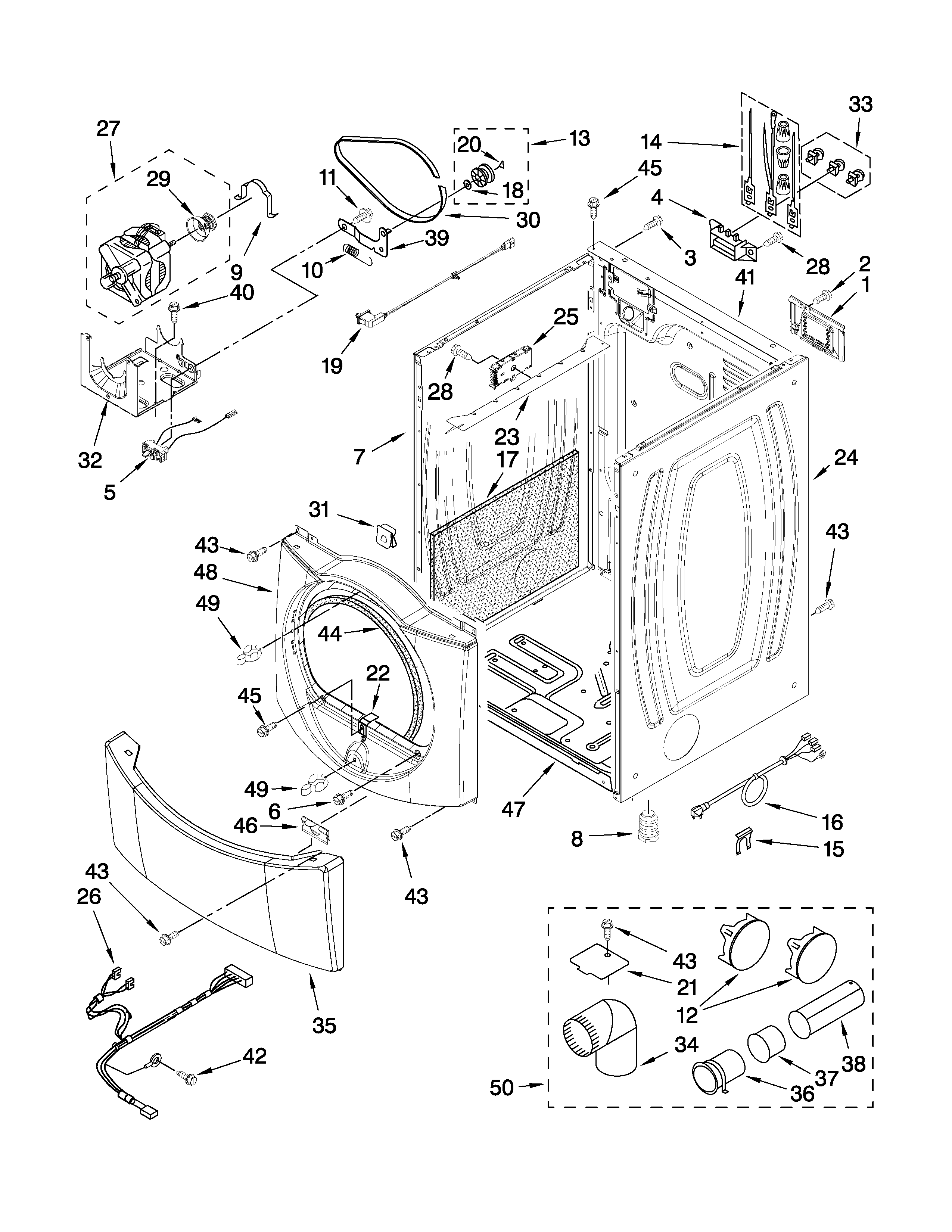 Whirlpool YWED9400VE1 cabinet parts diagram