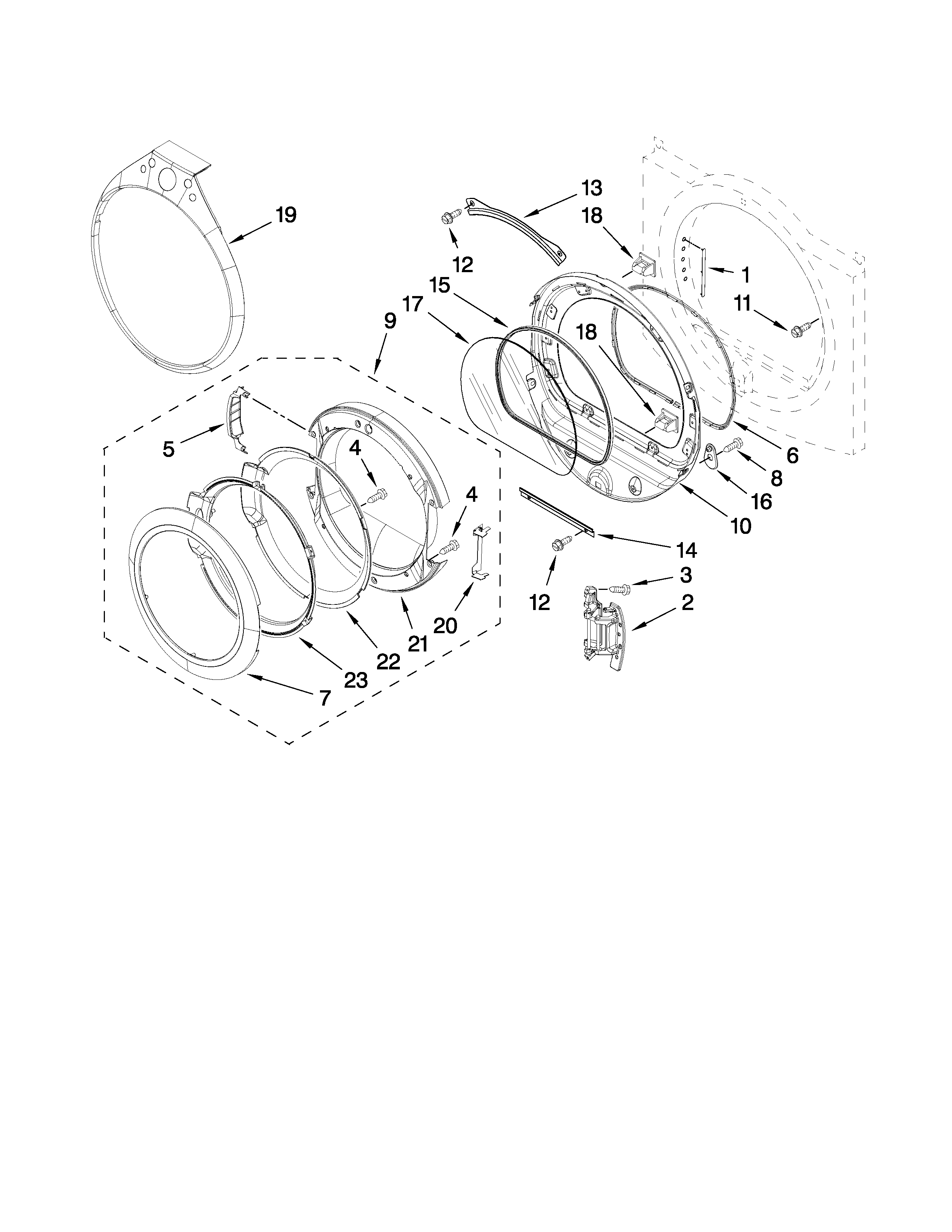 Whirlpool YWED9400VE1 door parts diagram