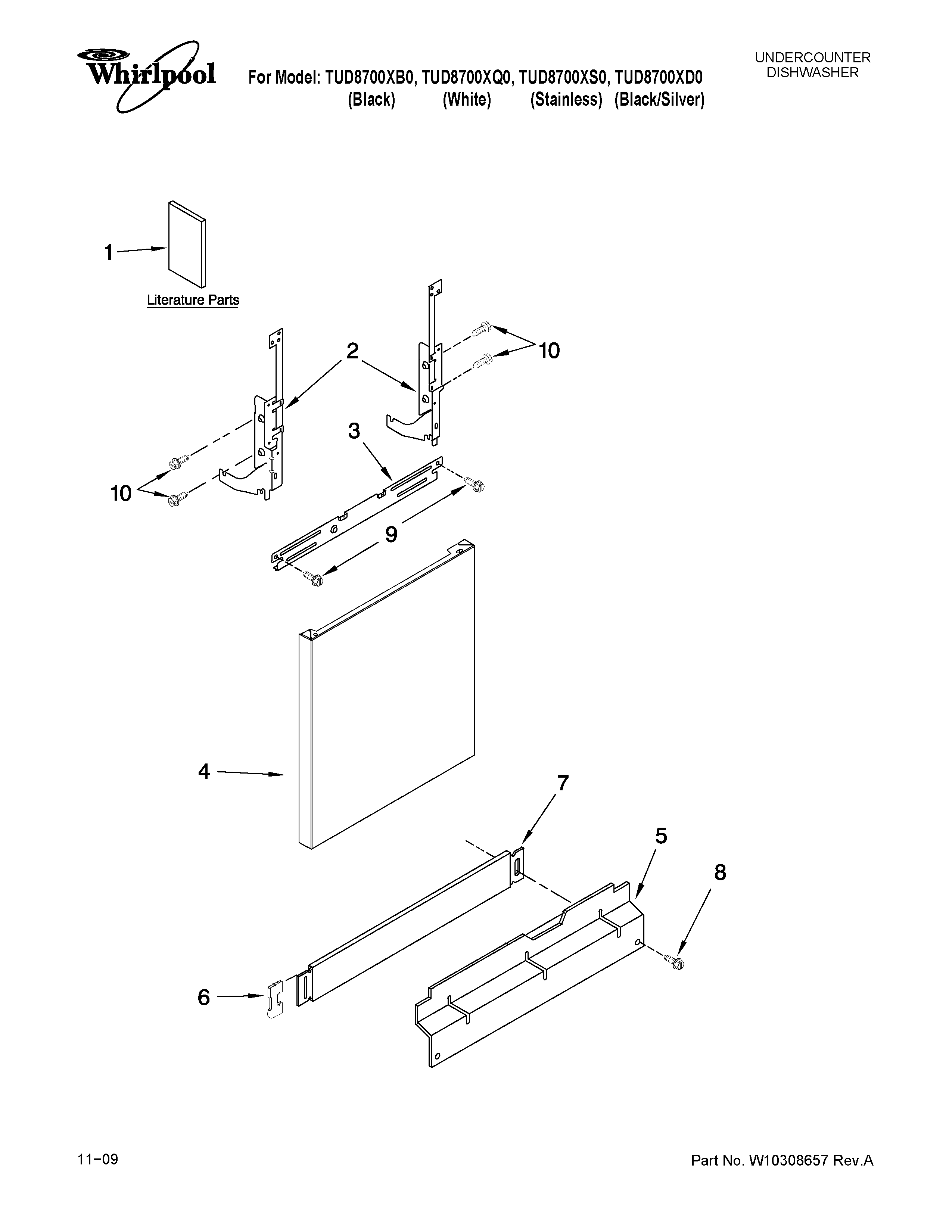Estate TUD8700XQ0 door and panel parts diagram