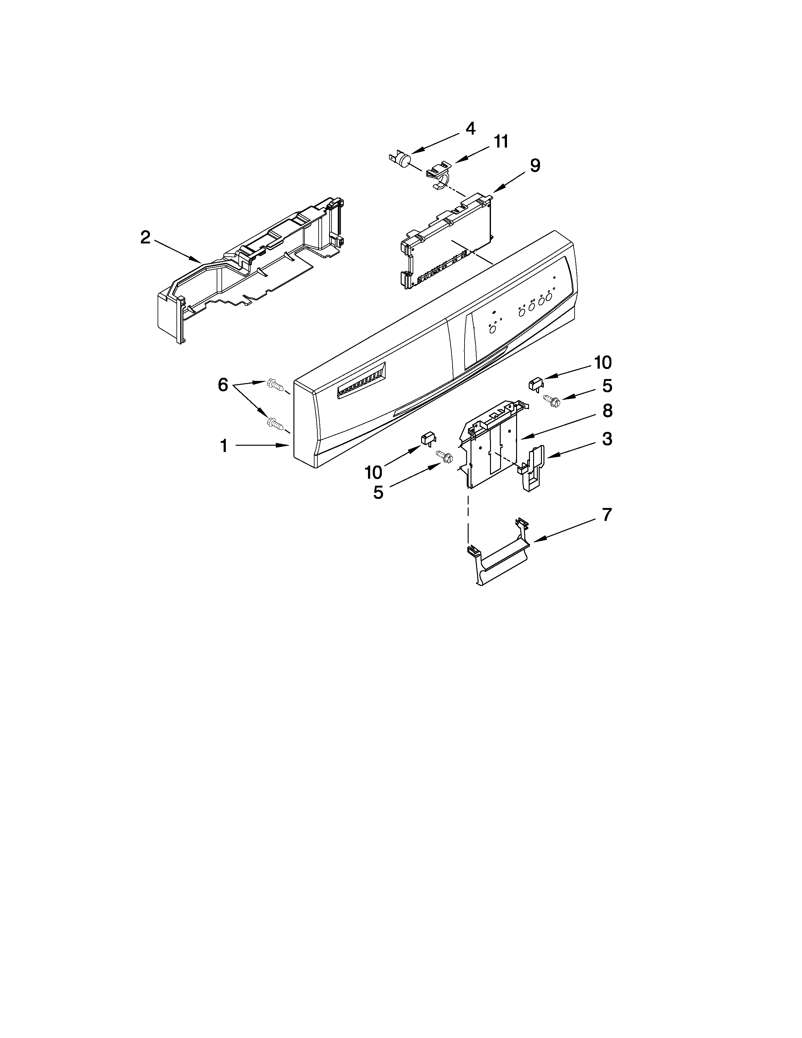 Whirlpool DU1014XTXT0 control panel parts diagram