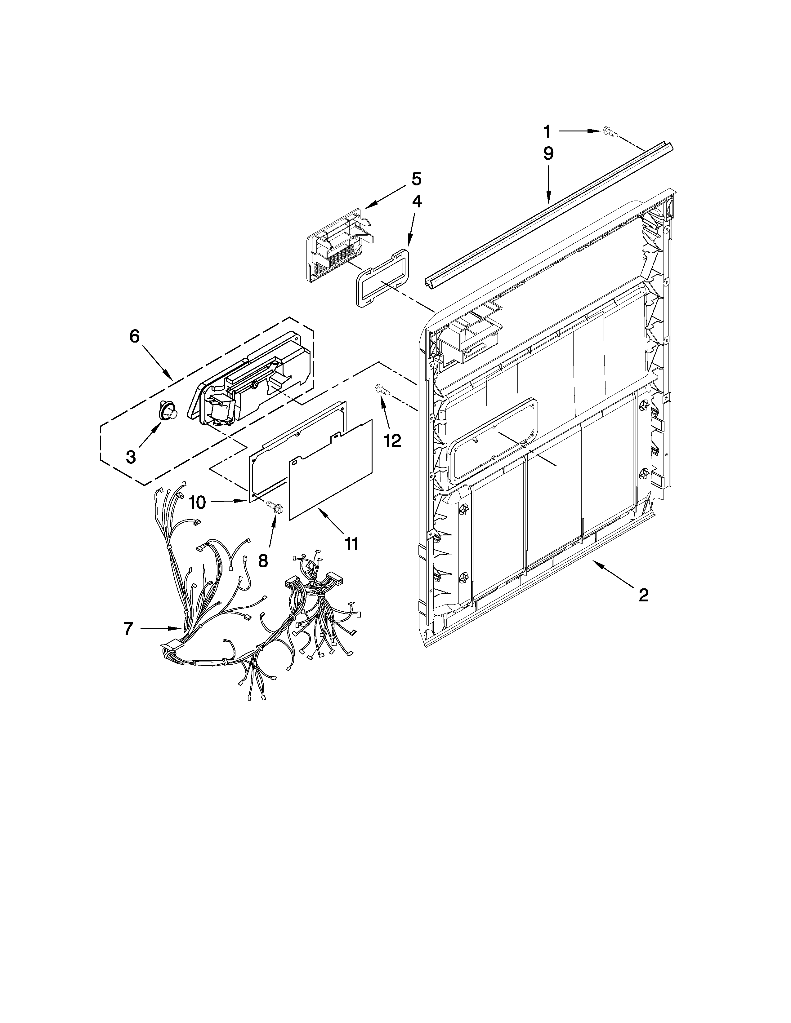 Whirlpool DU1014XTXT0 door and latch parts diagram