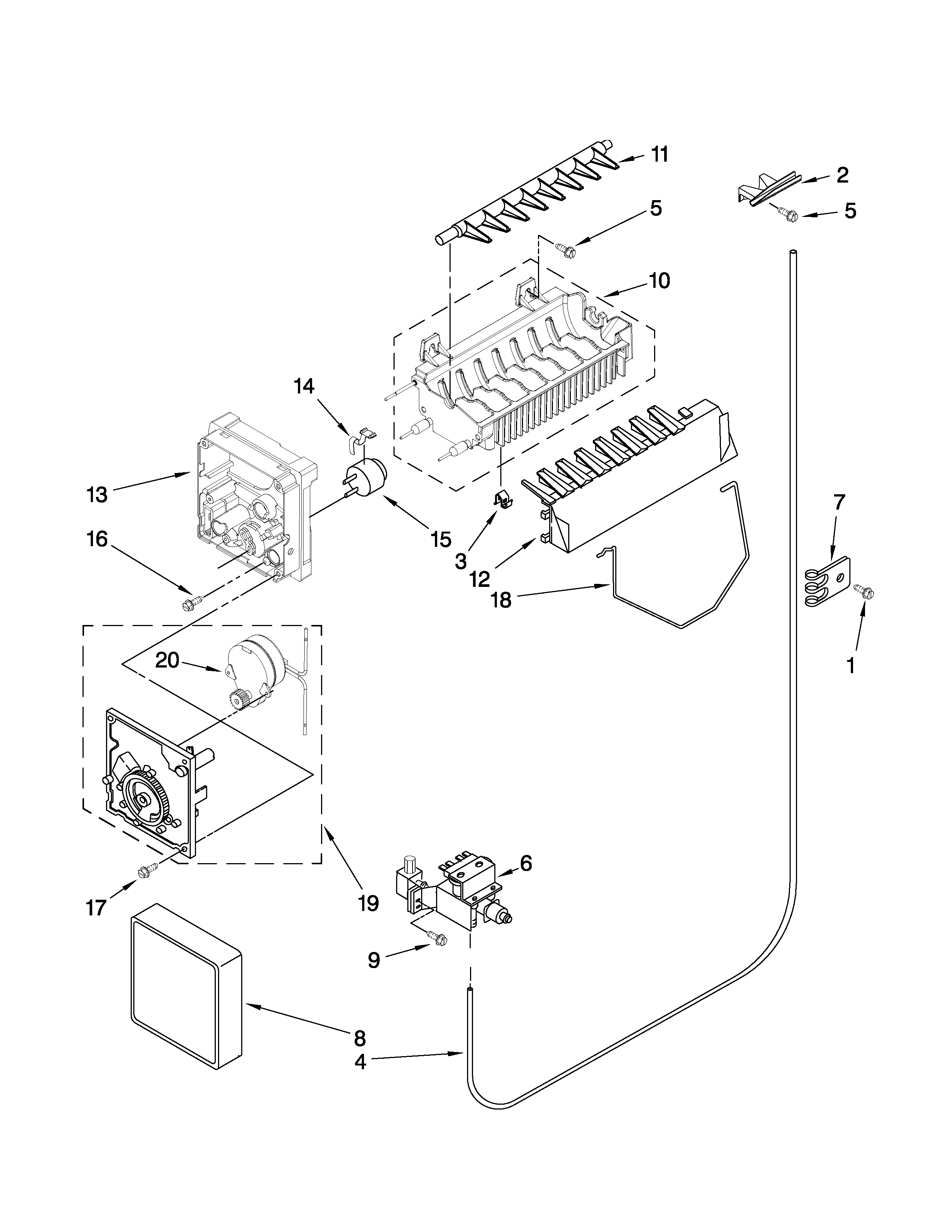 Maytag MSD2574VEW00 icemaker parts diagram