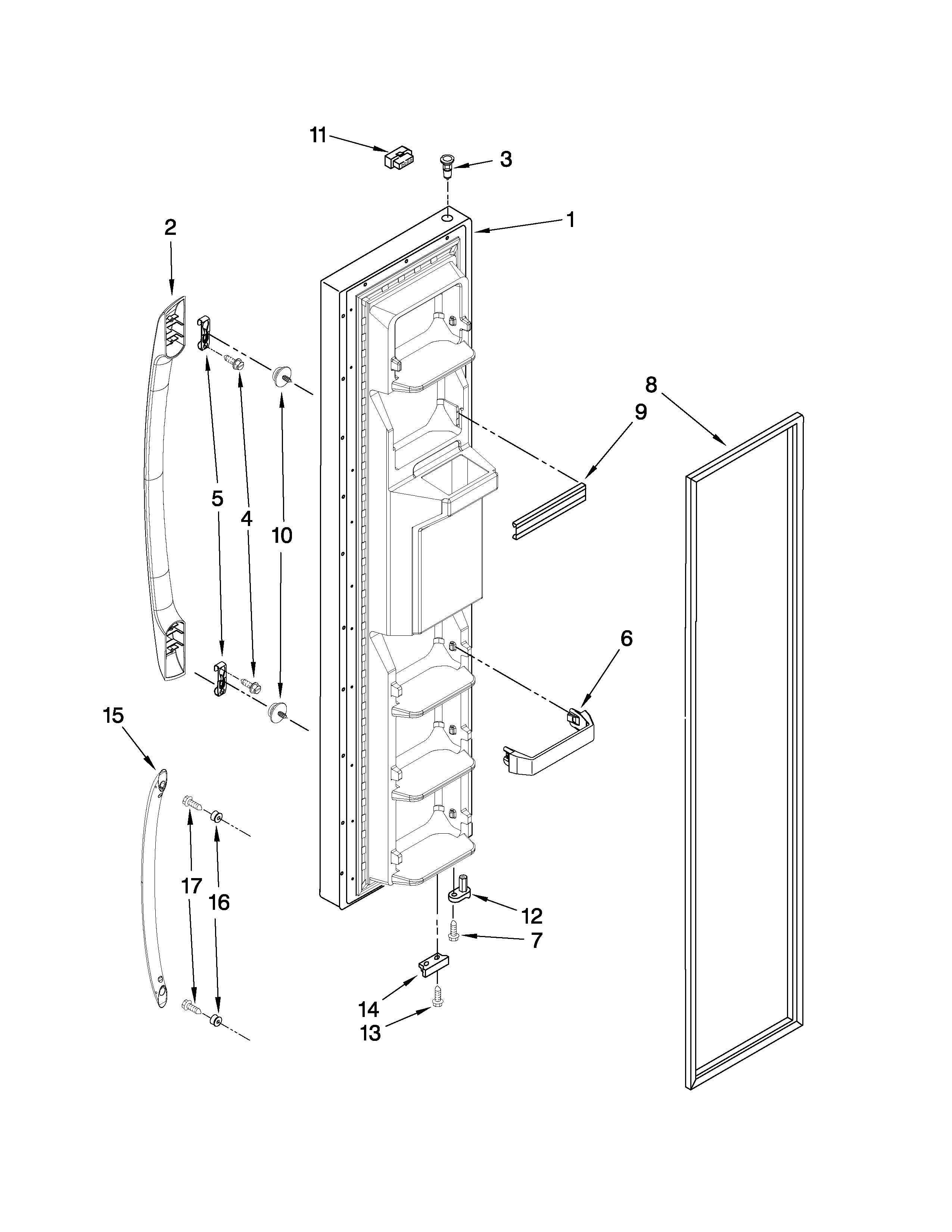 Amana ASD2522WRB02 freezer door parts diagram