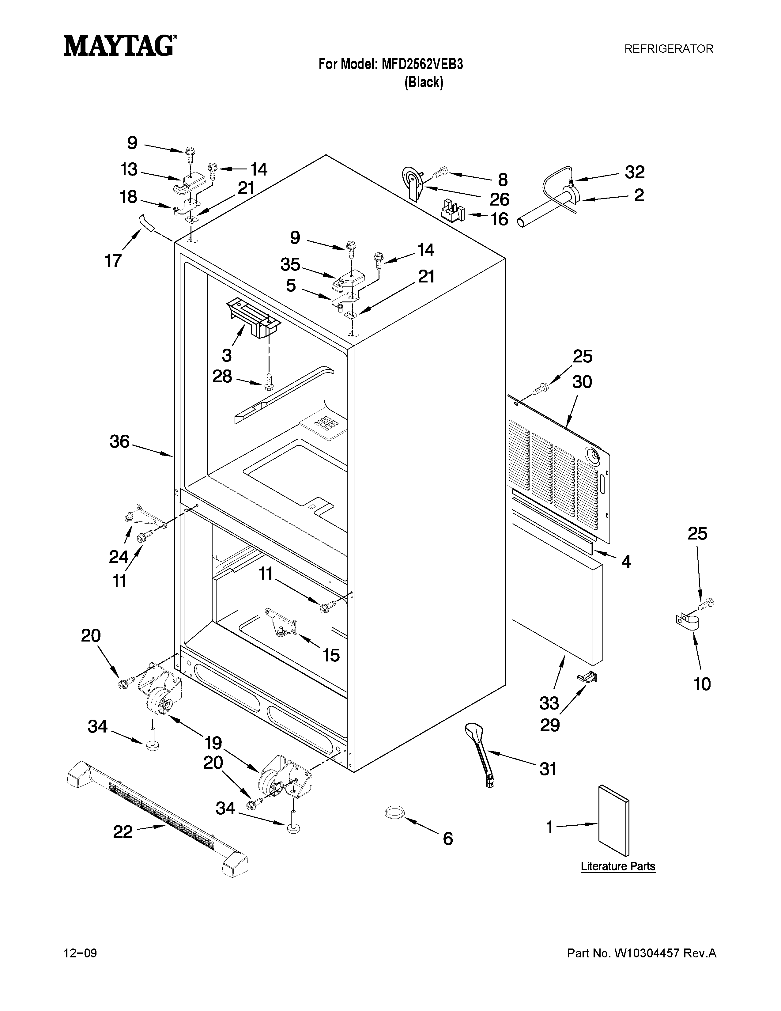 Maytag MFD2562VEB3 cabinet parts diagram