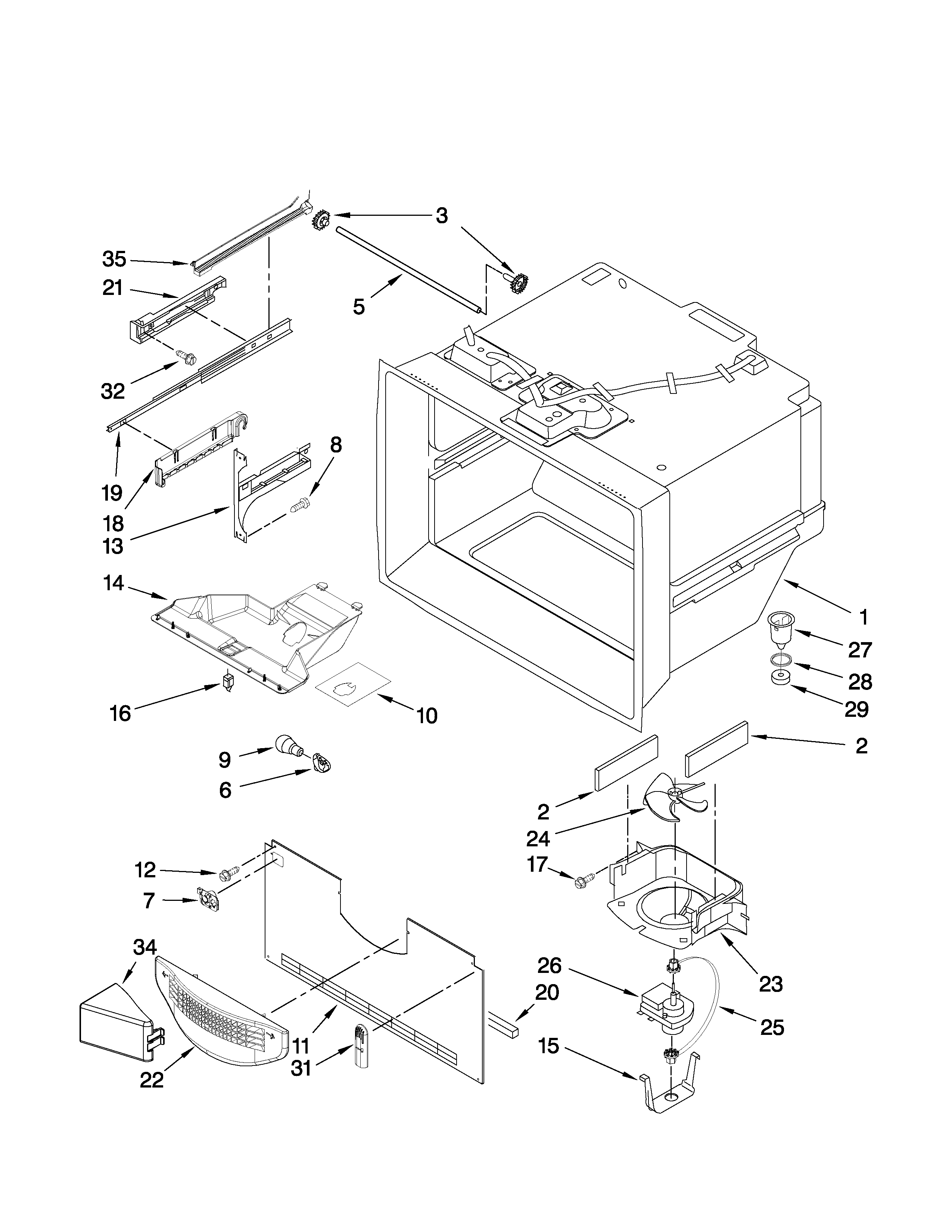 Maytag MFD2562VEB3 freezer liner parts diagram