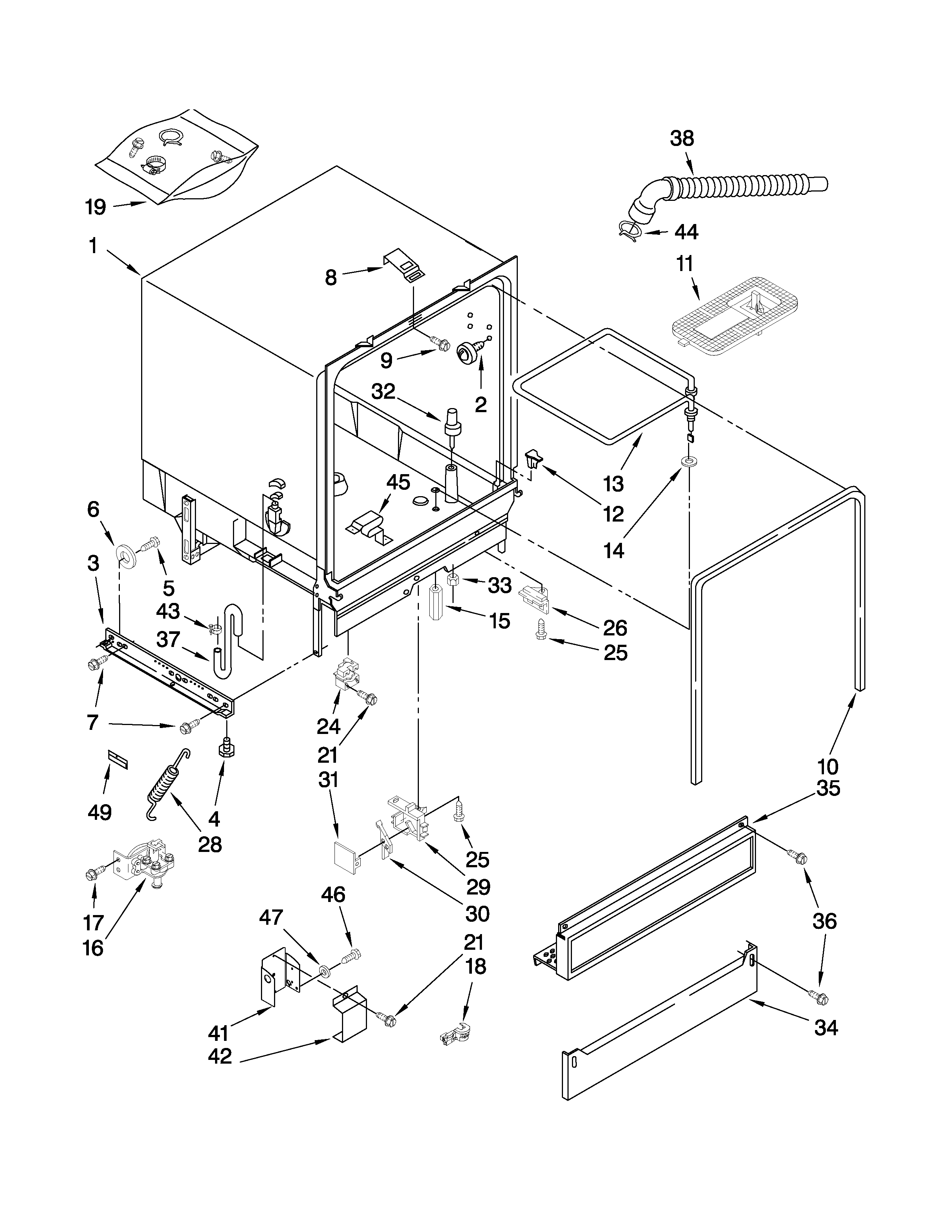 Magic Chef CDB4000XQ0 tub assembly parts diagram