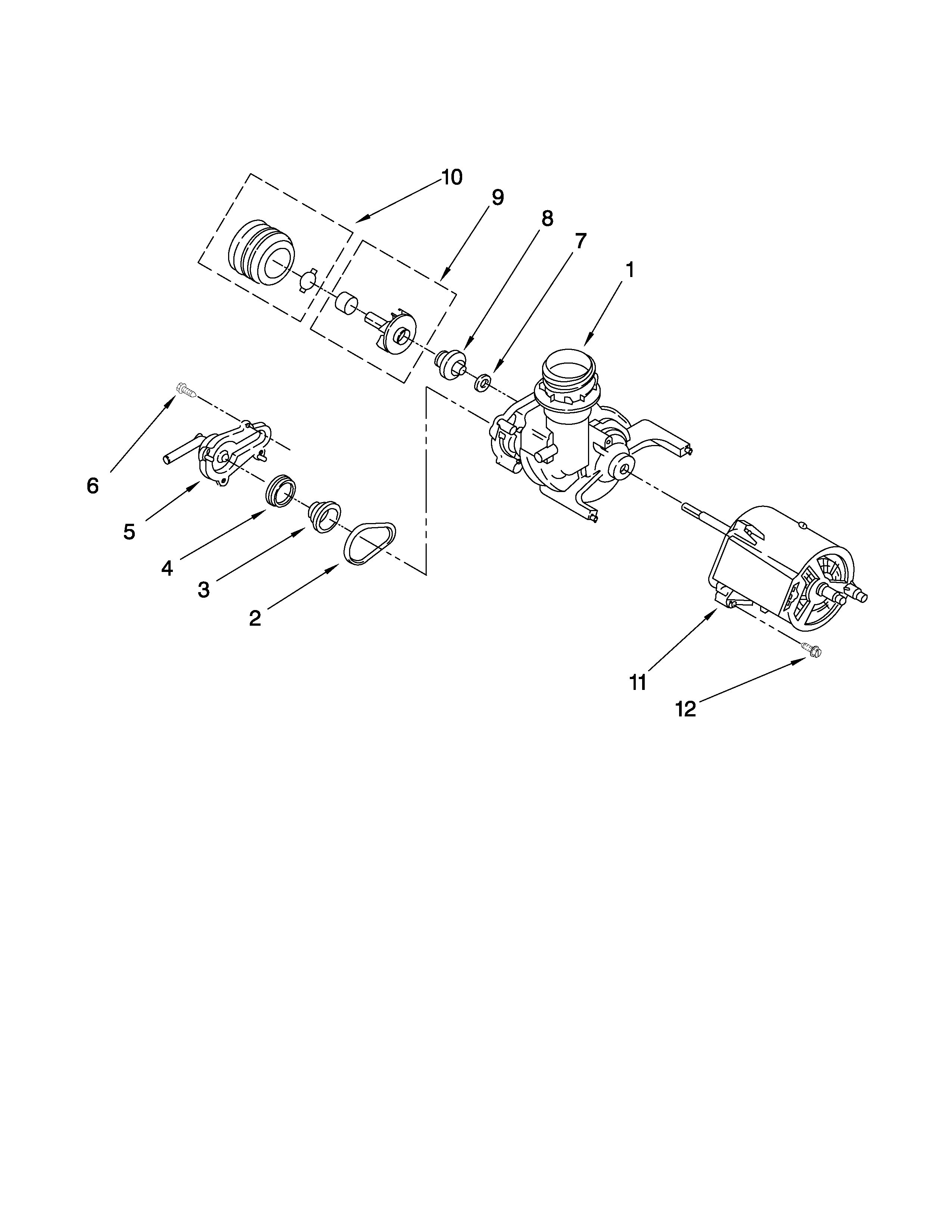Magic Chef CDB4000XQ0 pump and motor parts diagram