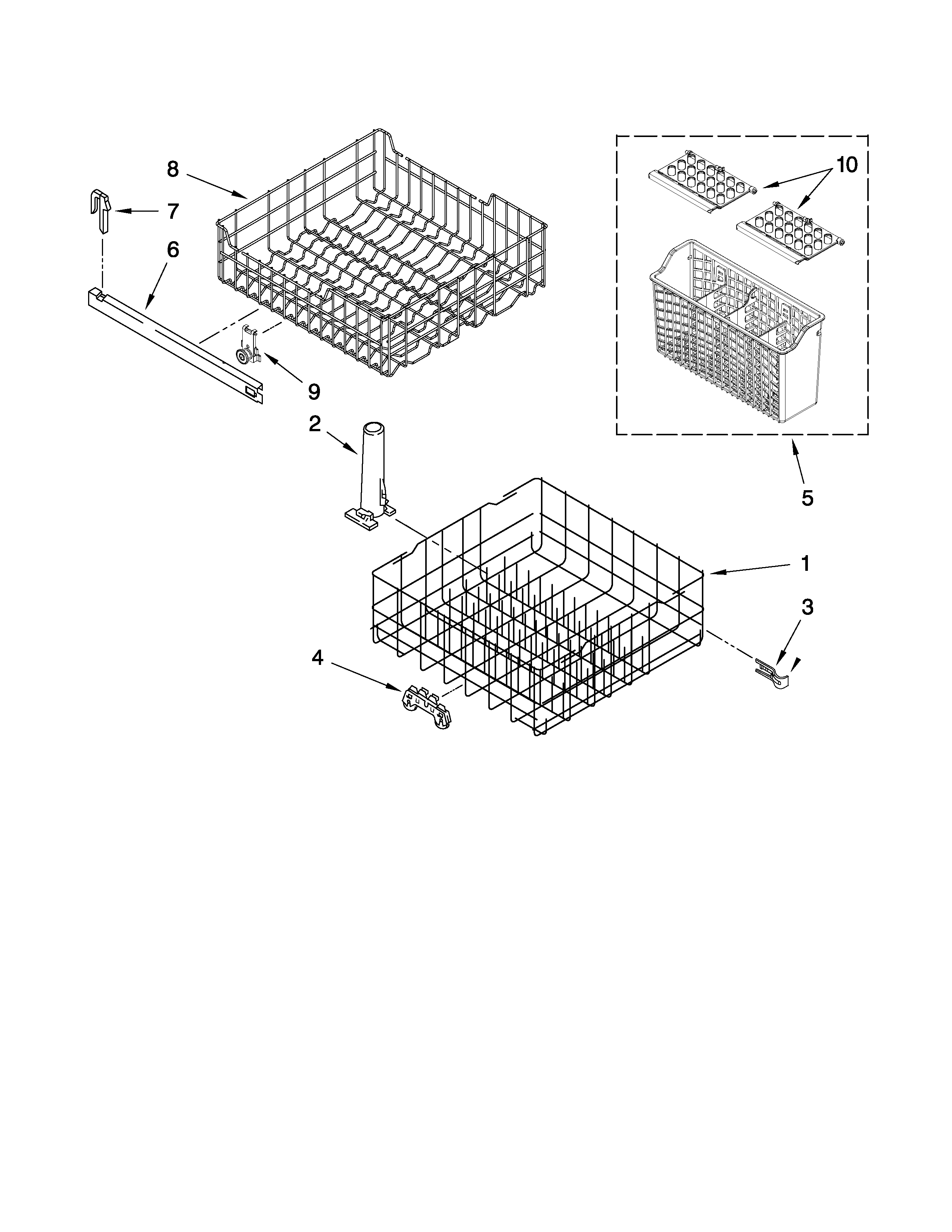 Magic Chef CDB4000XQ0 dishrack parts diagram