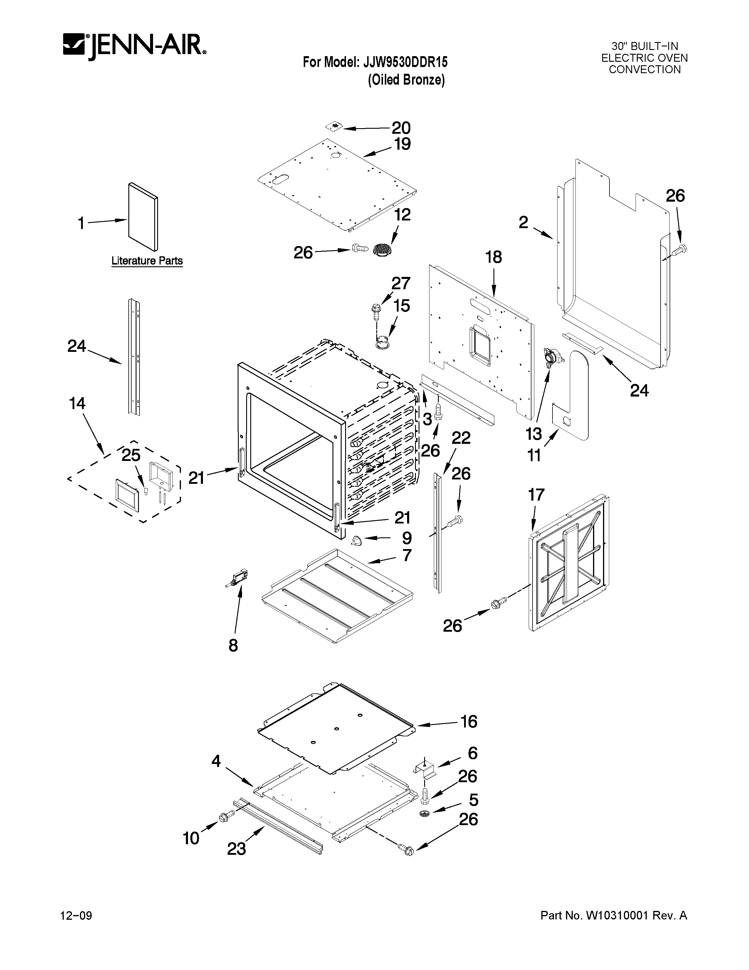 Jenn-Air JJW9530DDR15 oven parts diagram