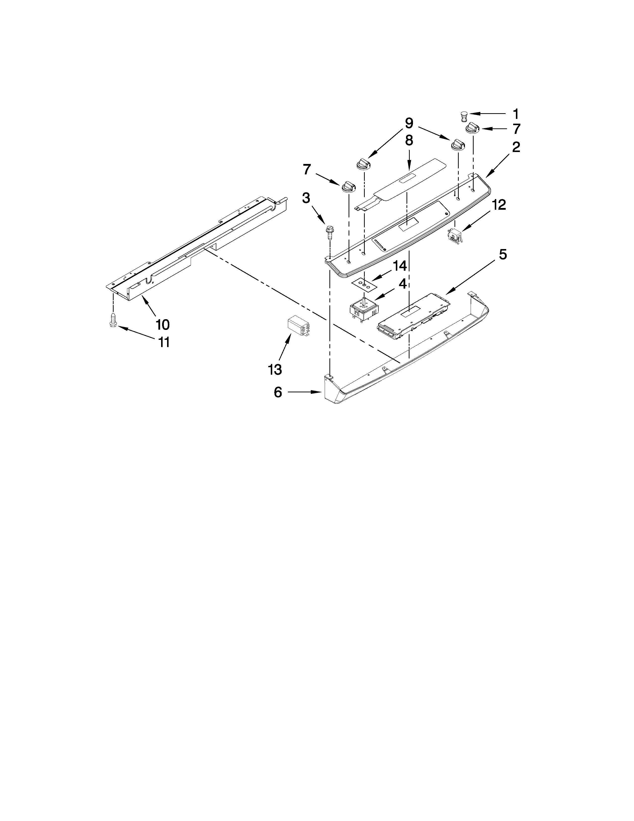 Whirlpool YGY399LXUQ05 control panel parts diagram