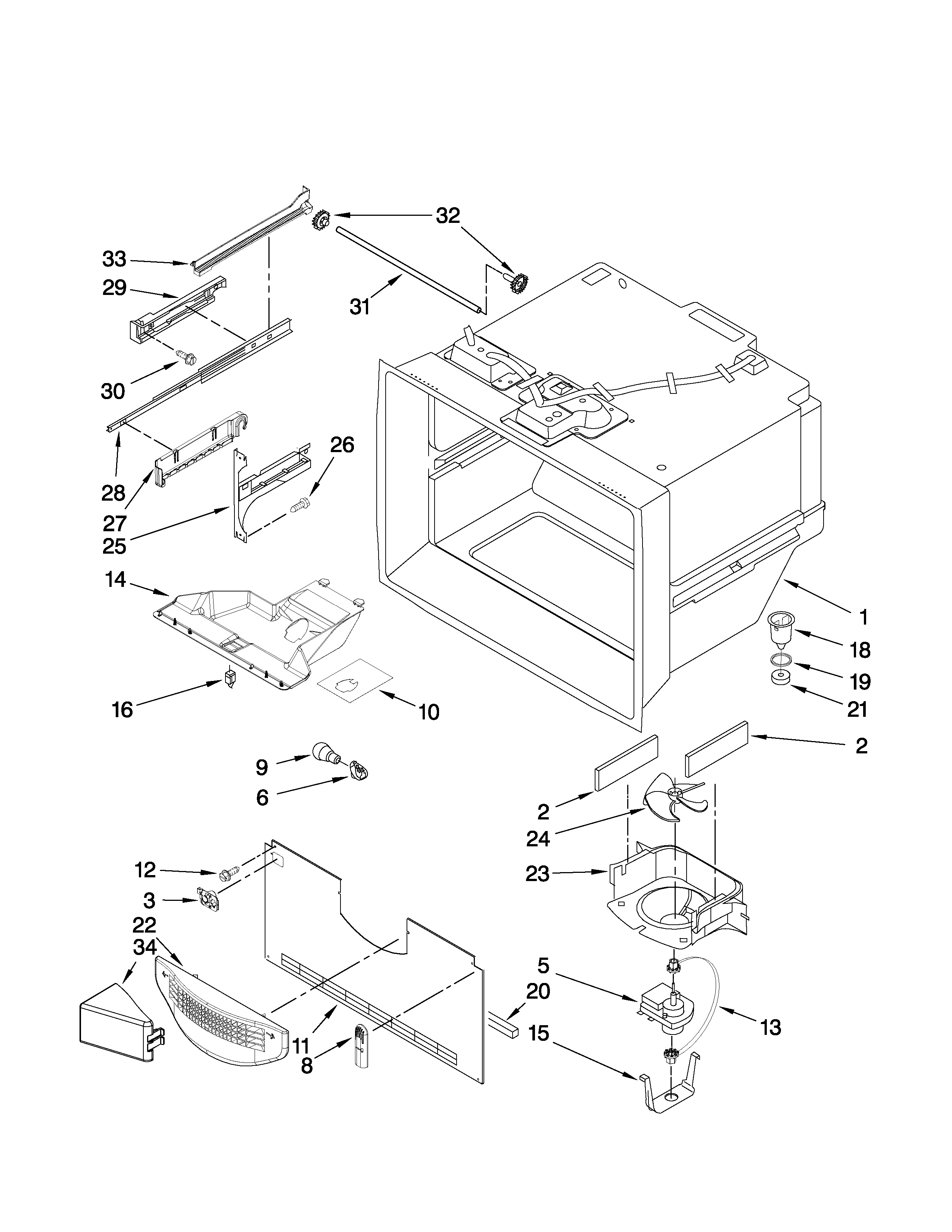 Whirlpool GX5SHDXVA02 freezer liner parts diagram