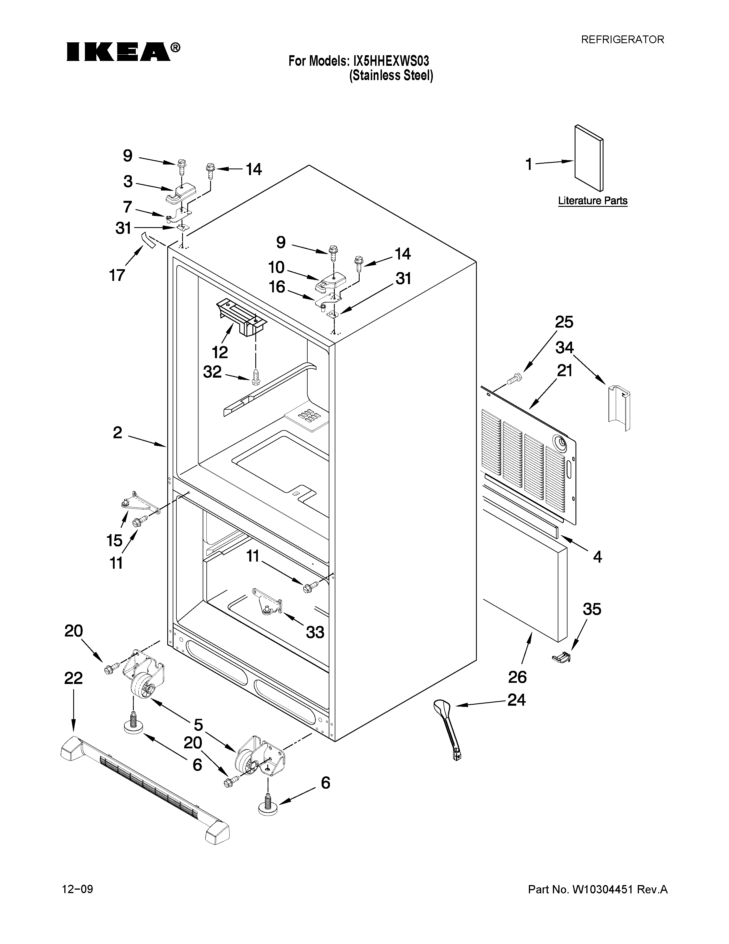 Ikea IX5HHEXWS03 cabinet parts diagram