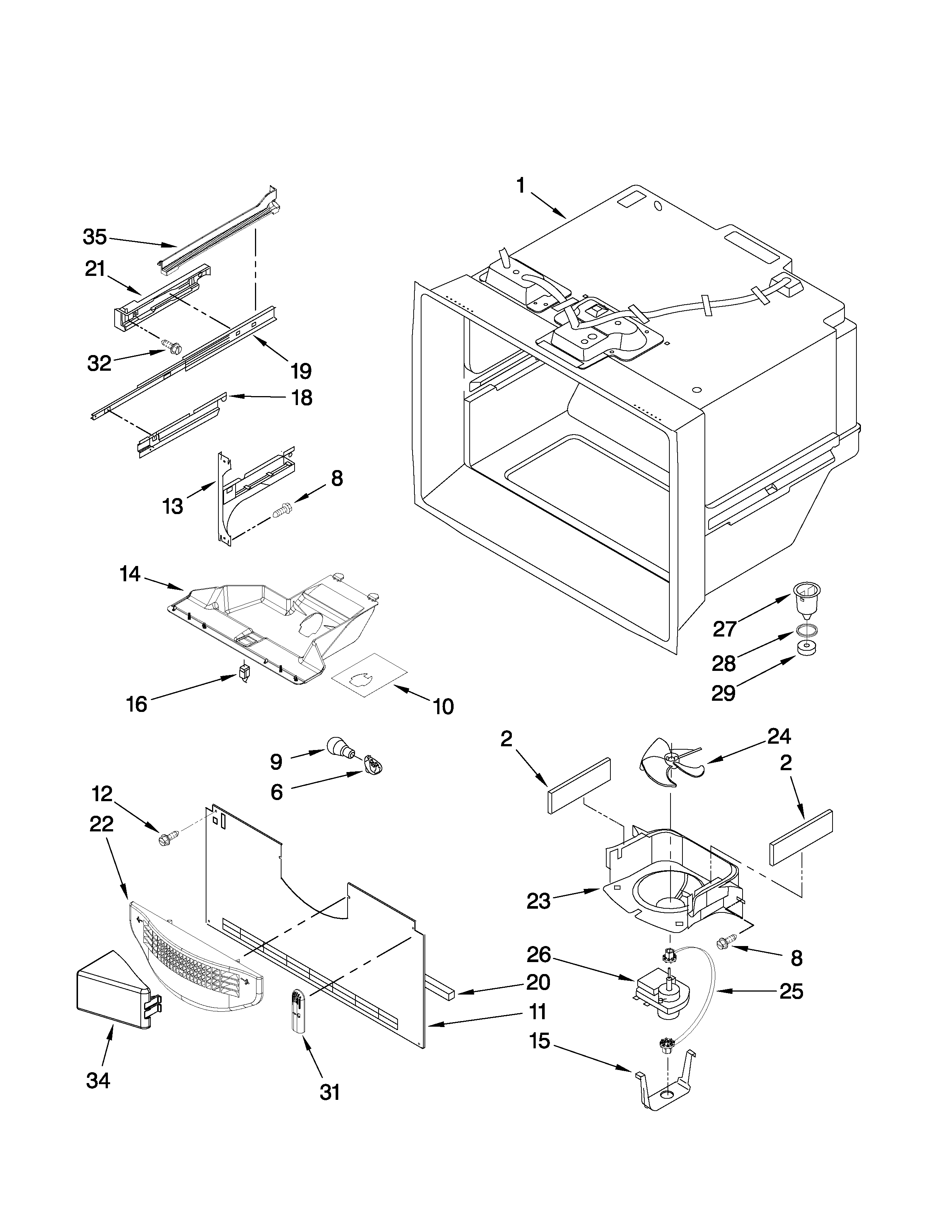 Ikea IX5HHEXWS03 freezer liner parts diagram