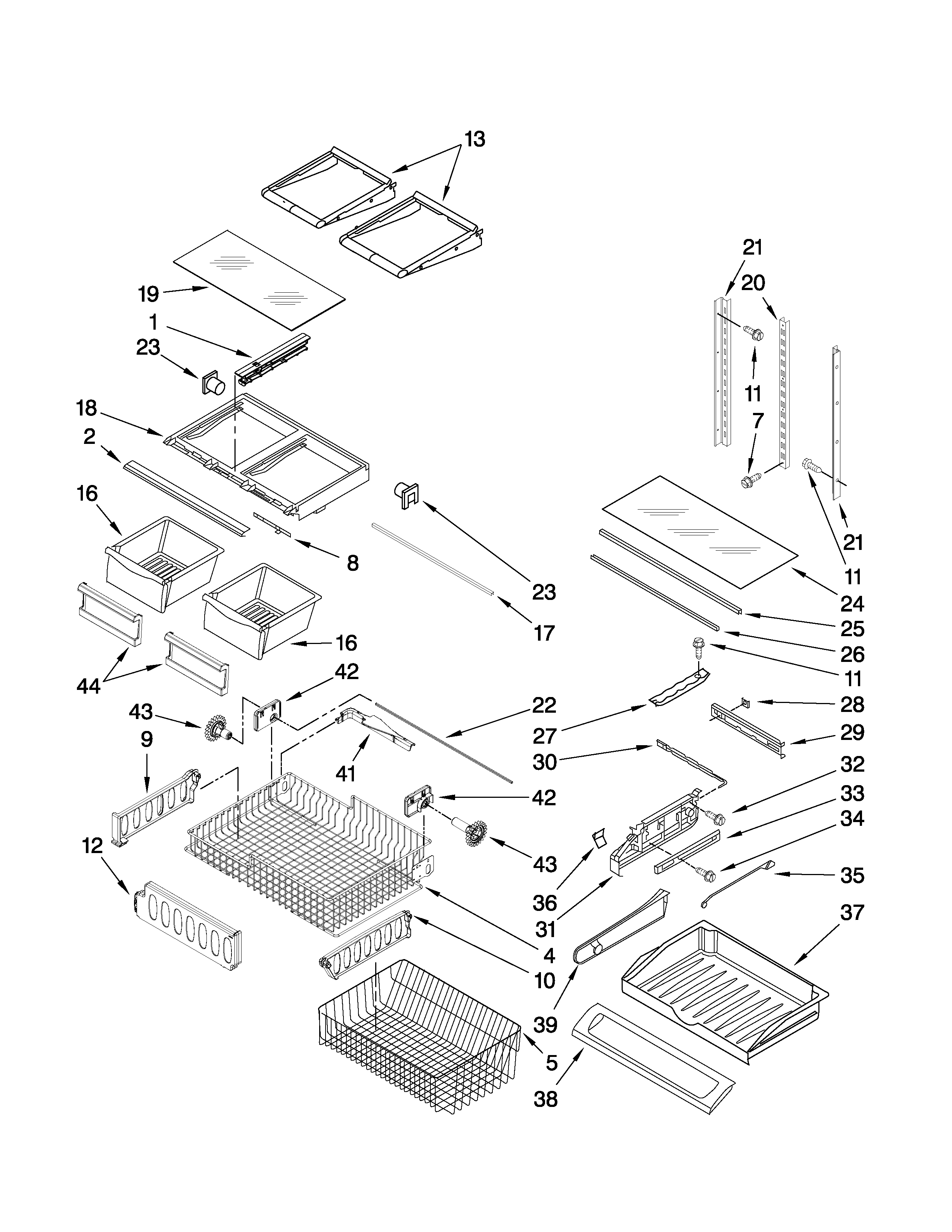 Ikea IX5HHEXWS03 shelf parts diagram