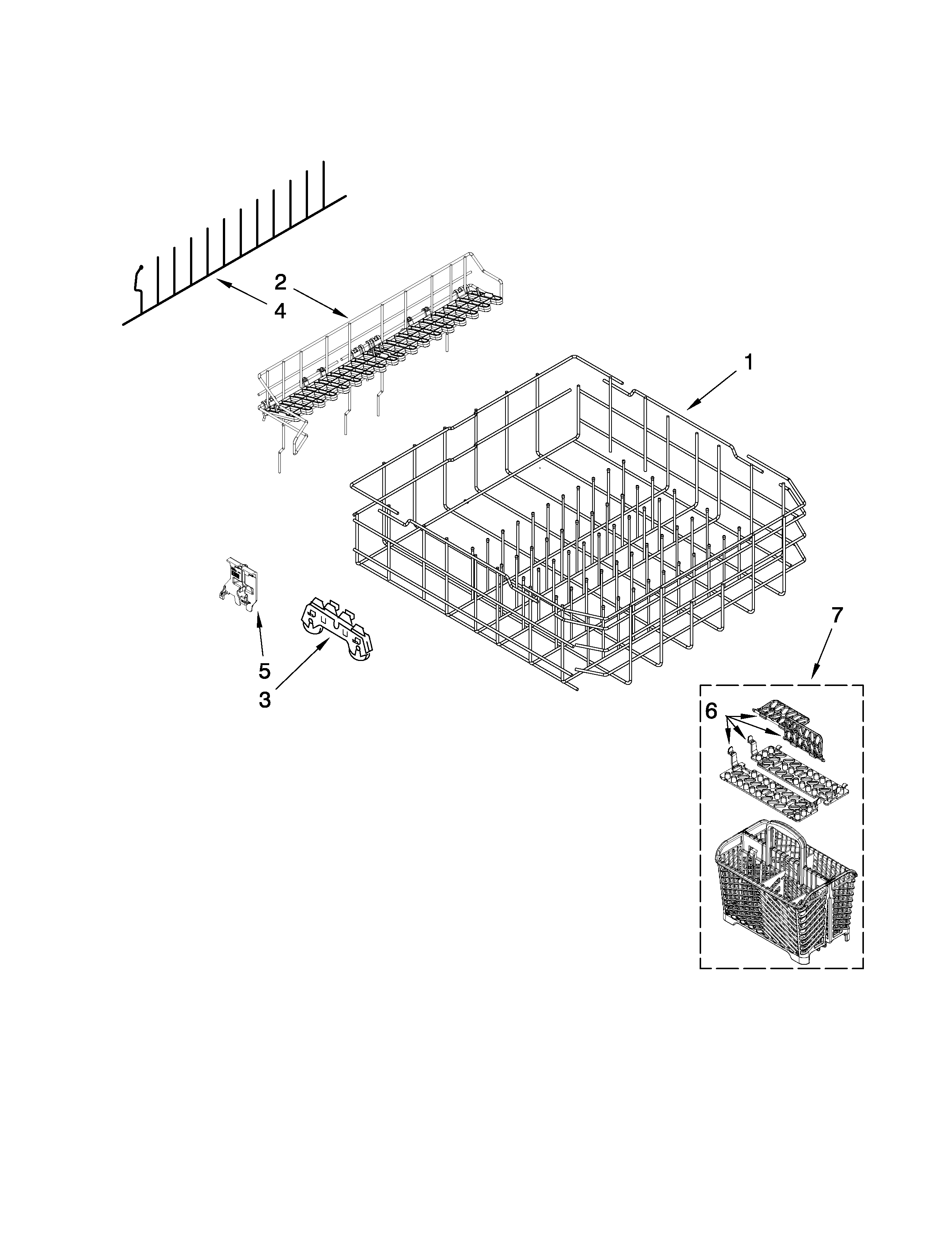 Maytag MDB7709AWW2 lower rack parts diagram