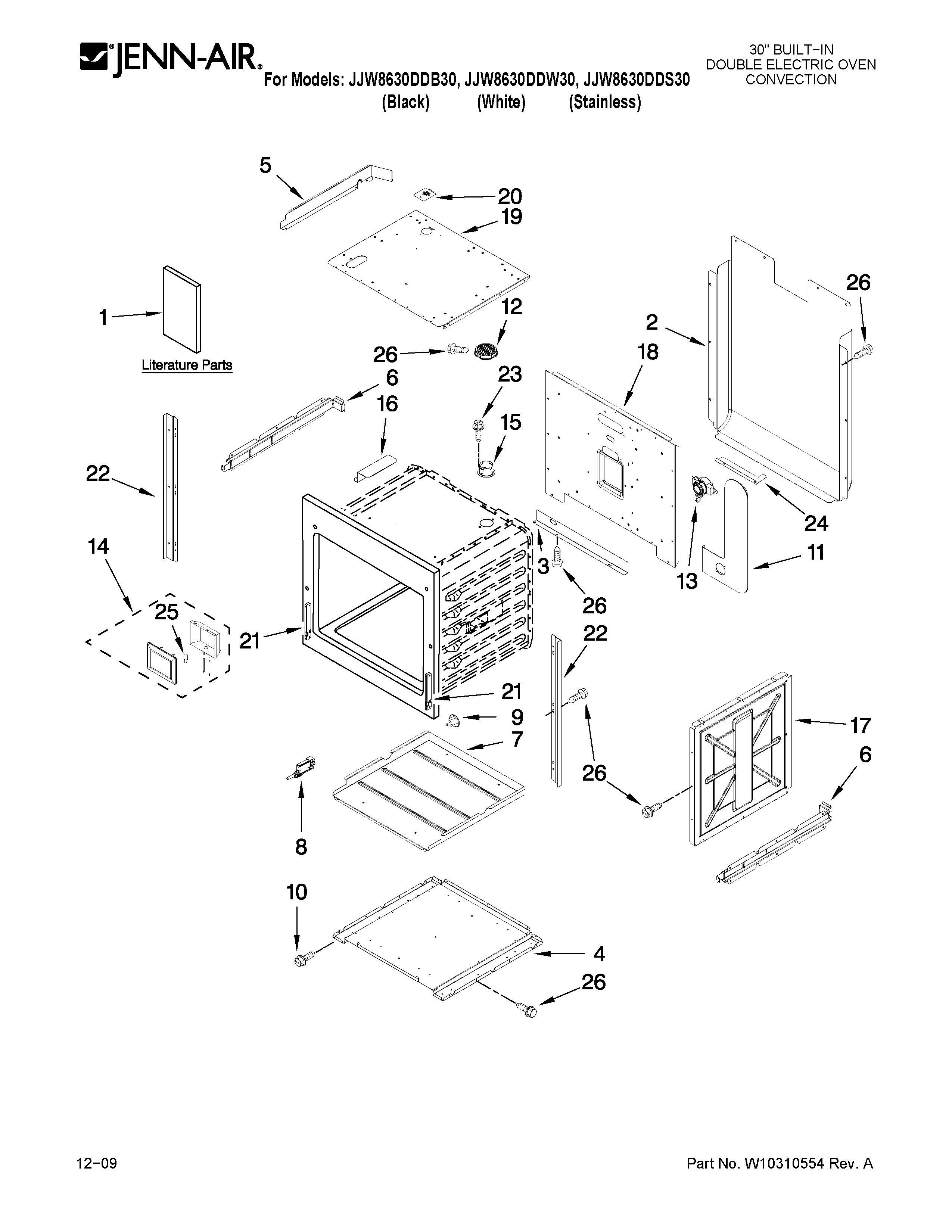 Jenn-Air JJW8630DDS30 upper oven parts diagram