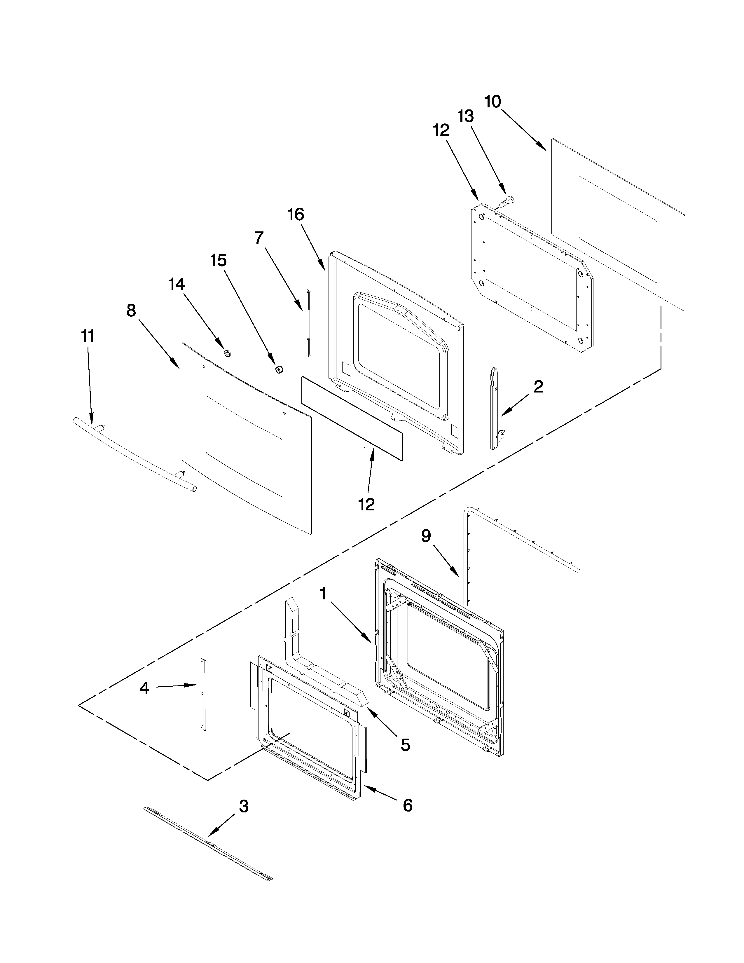 Jenn-Air JJW8630DDS30 upper oven door parts diagram