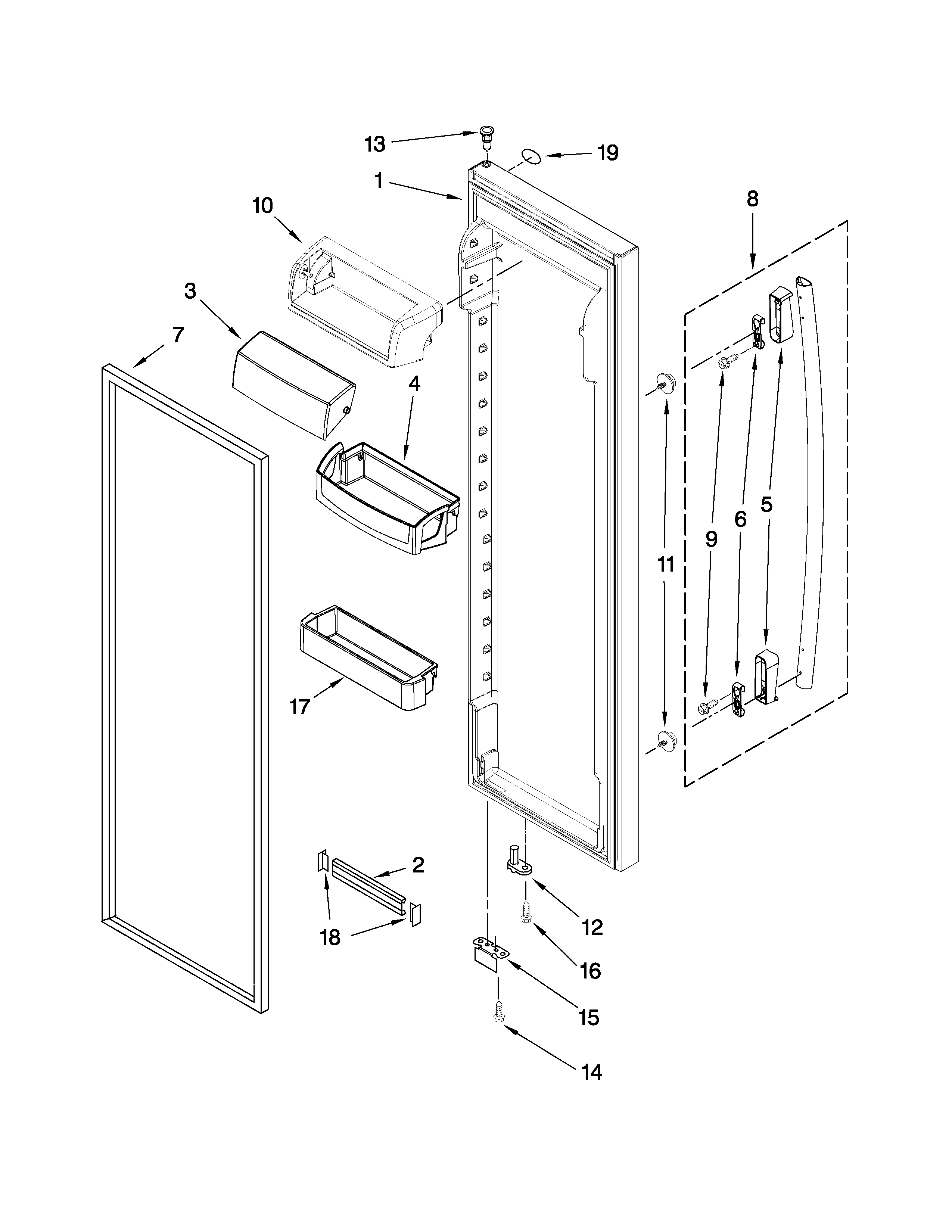 Whirlpool GC3SHAXVB01 refrigerator door parts diagram
