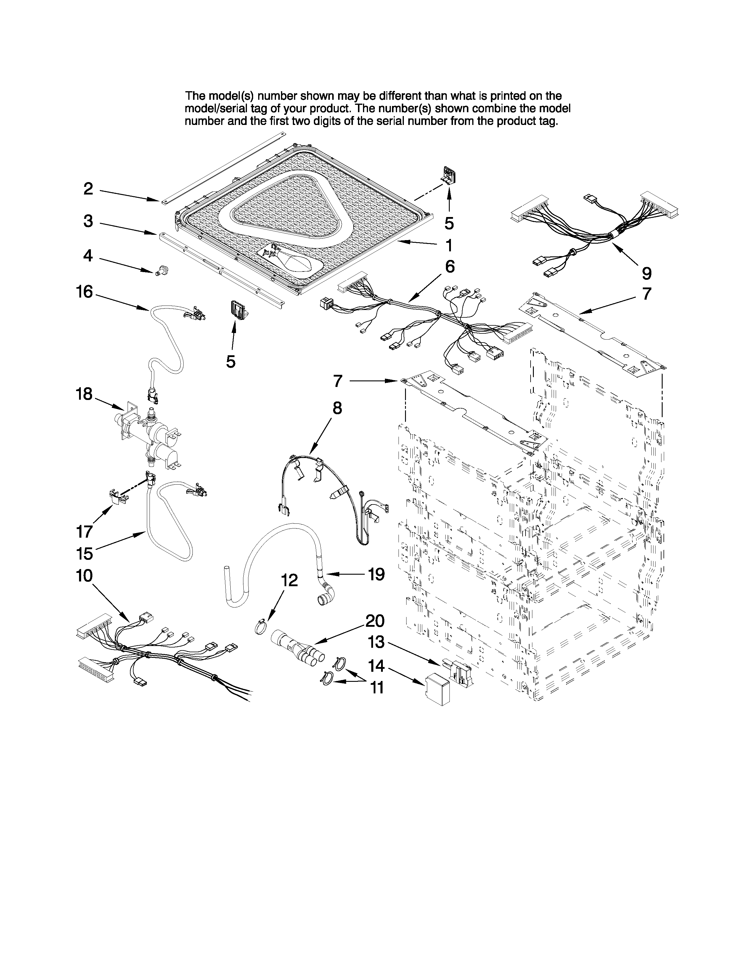 Jenn-Air JDD4000AWX2 frame and lid parts diagram