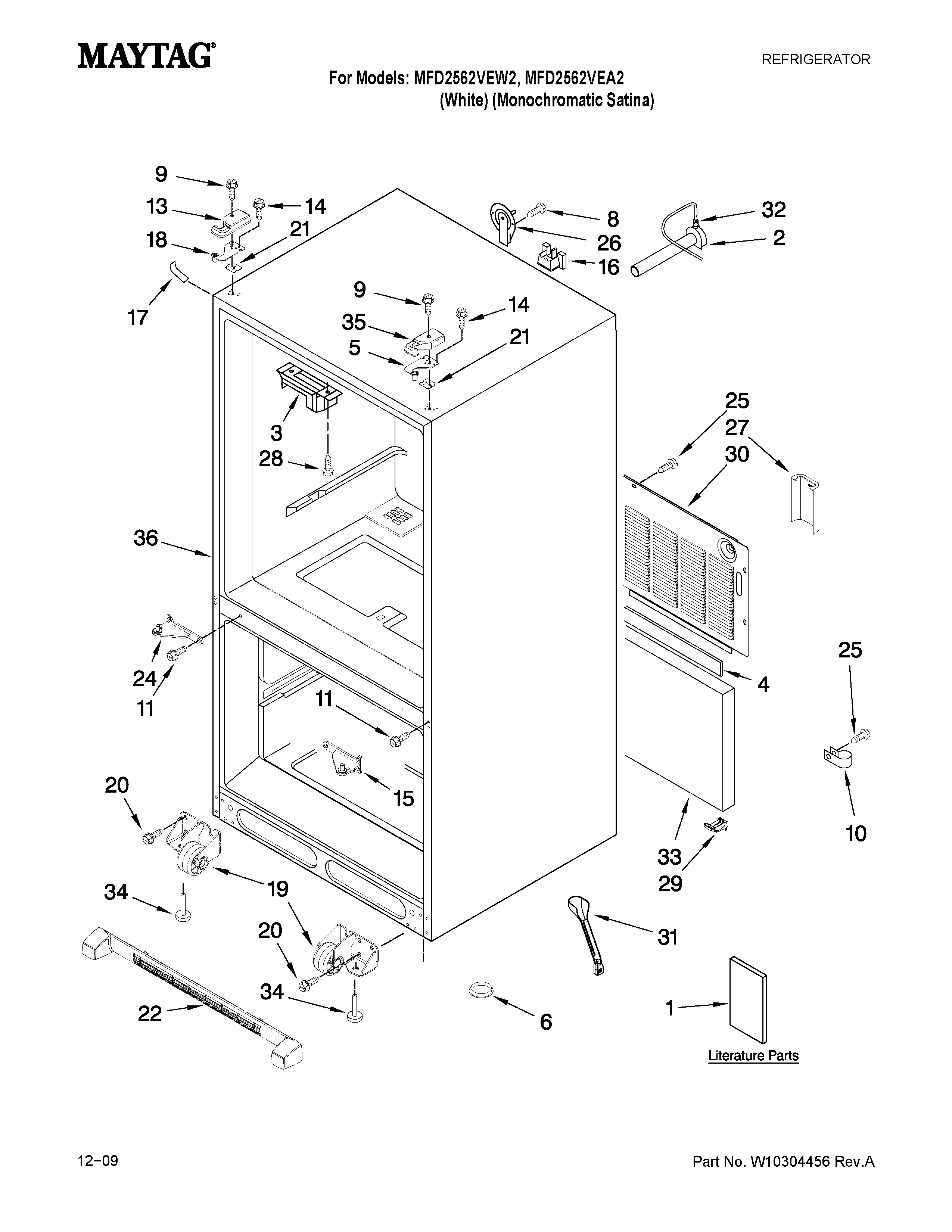 Maytag MFD2562VEA2 cabinet parts diagram