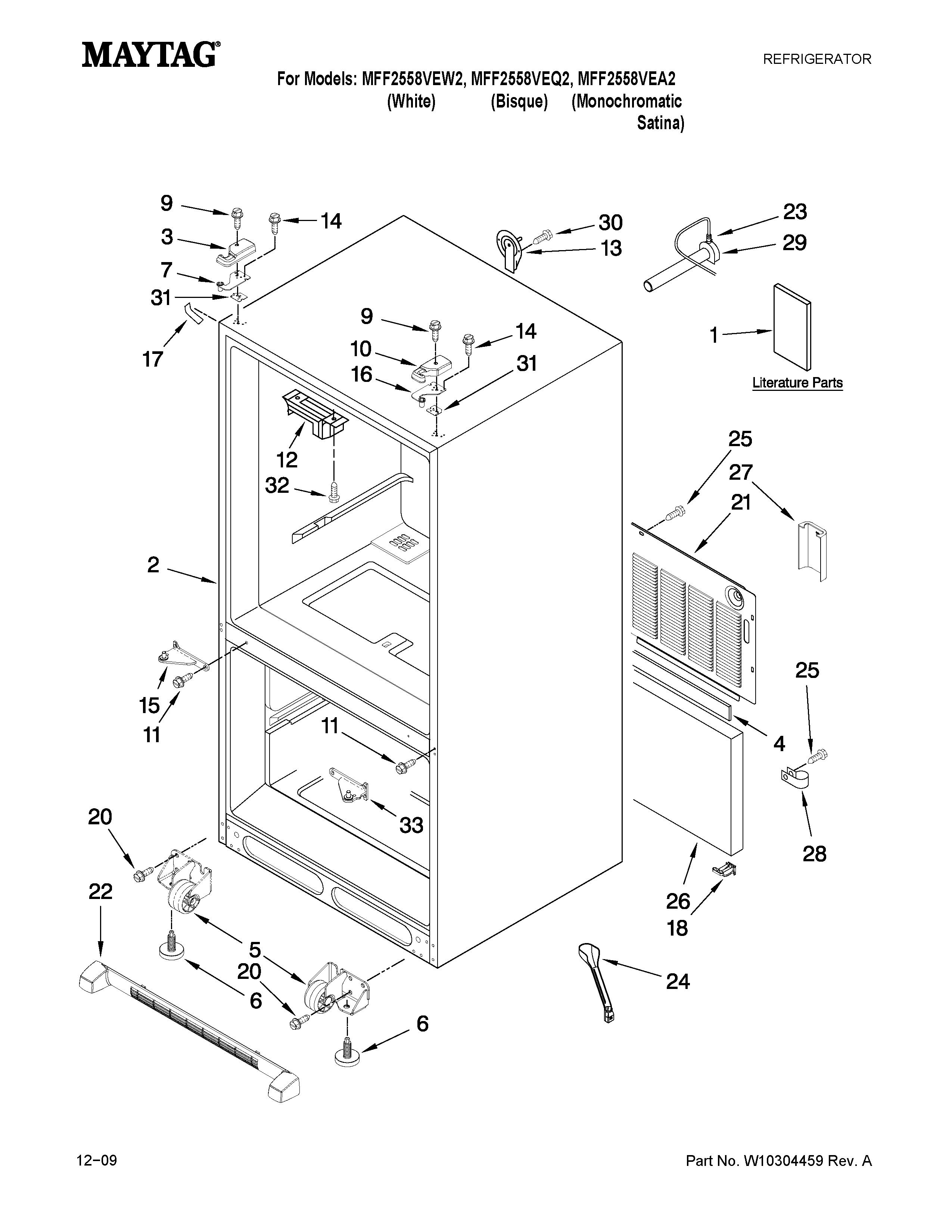 Maytag MFF2558VEQ2 cabinet parts diagram