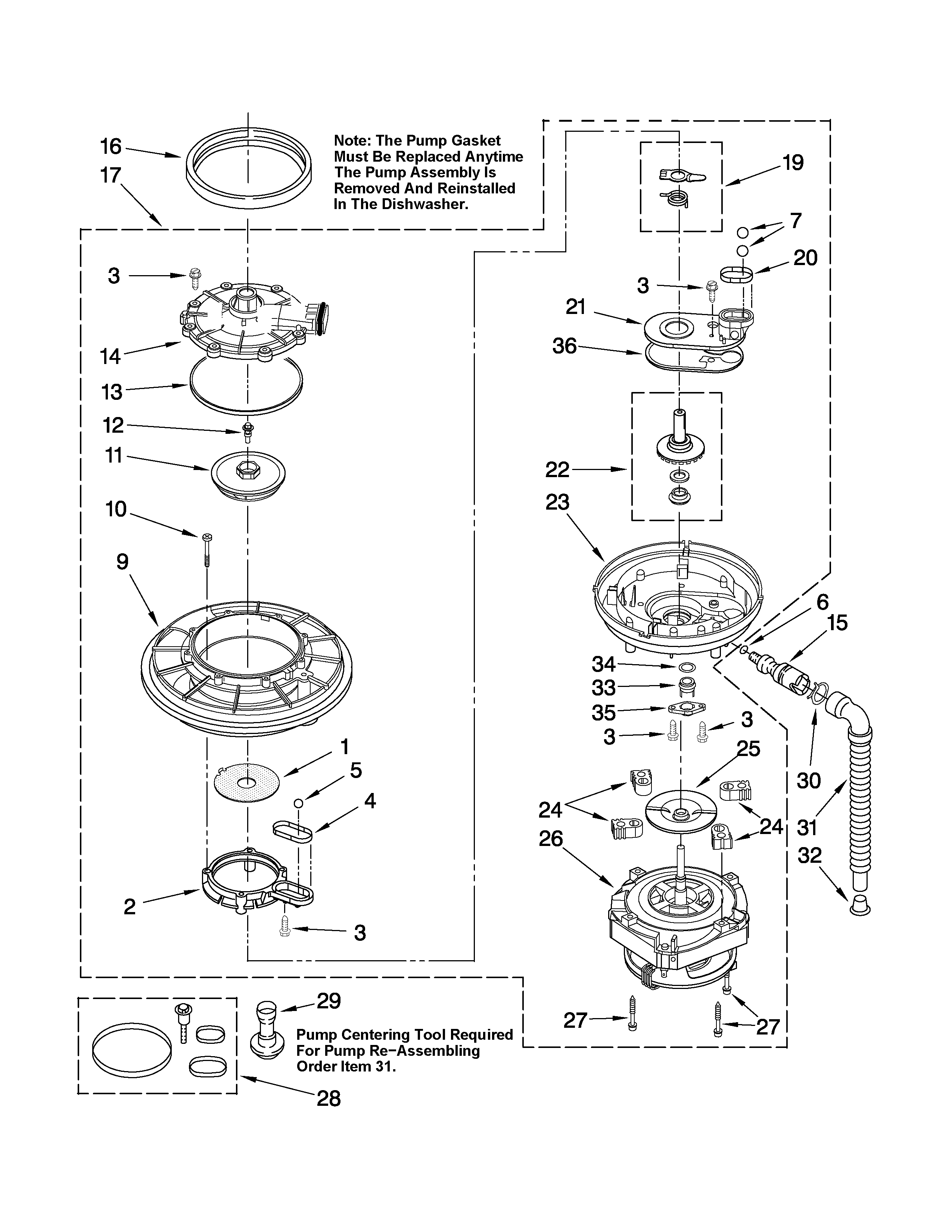 Maytag MDB4629AWB1 pump and motor parts diagram