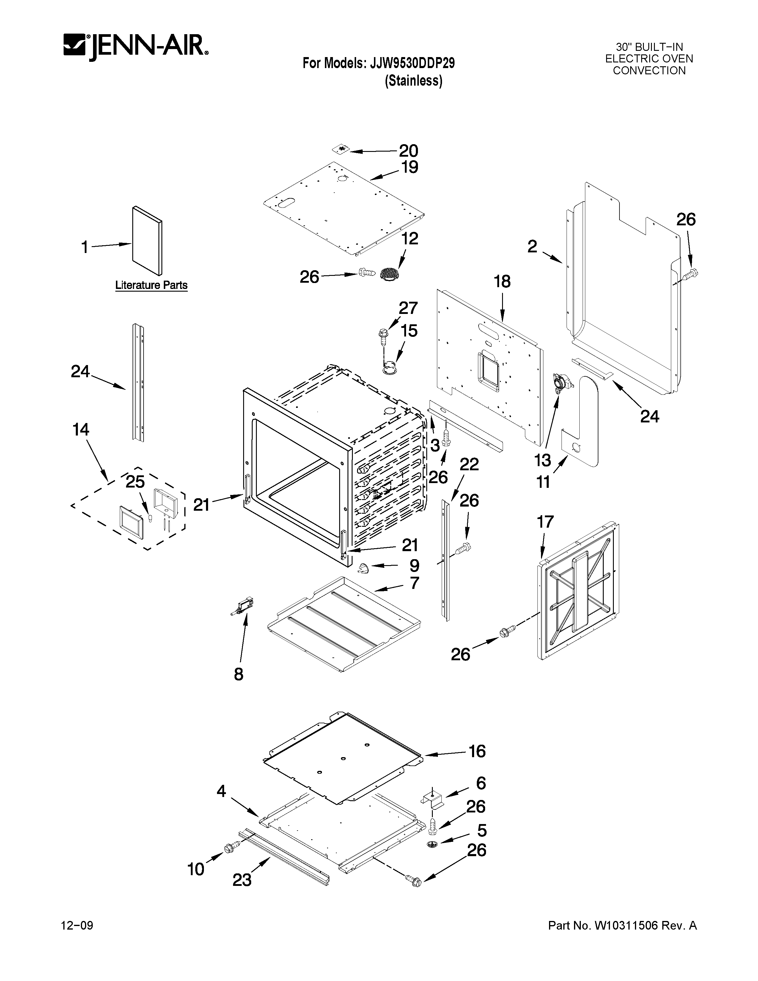 Jenn-Air JJW9530DDP29 oven parts diagram