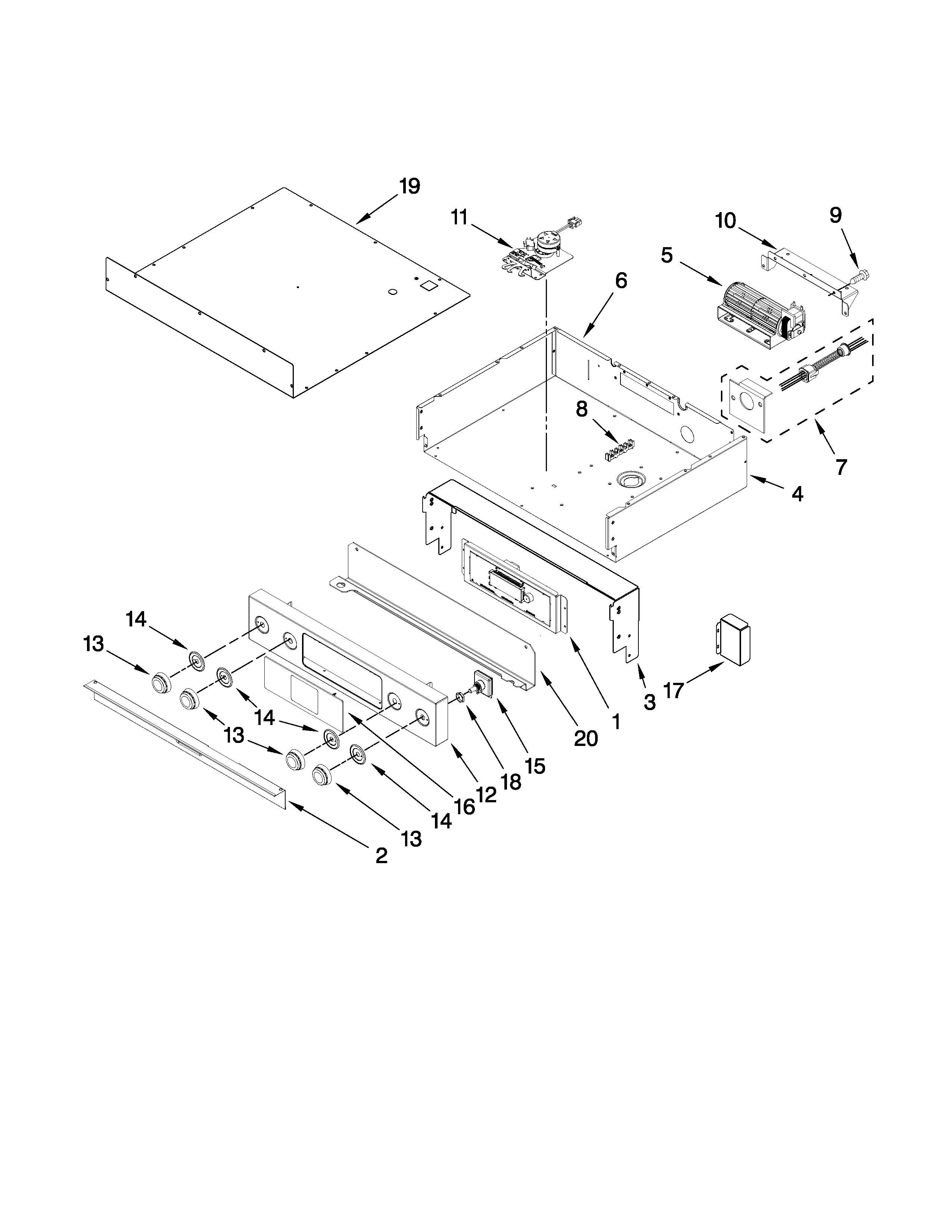 Jenn-Air JJW9530DDP29 control panel parts diagram