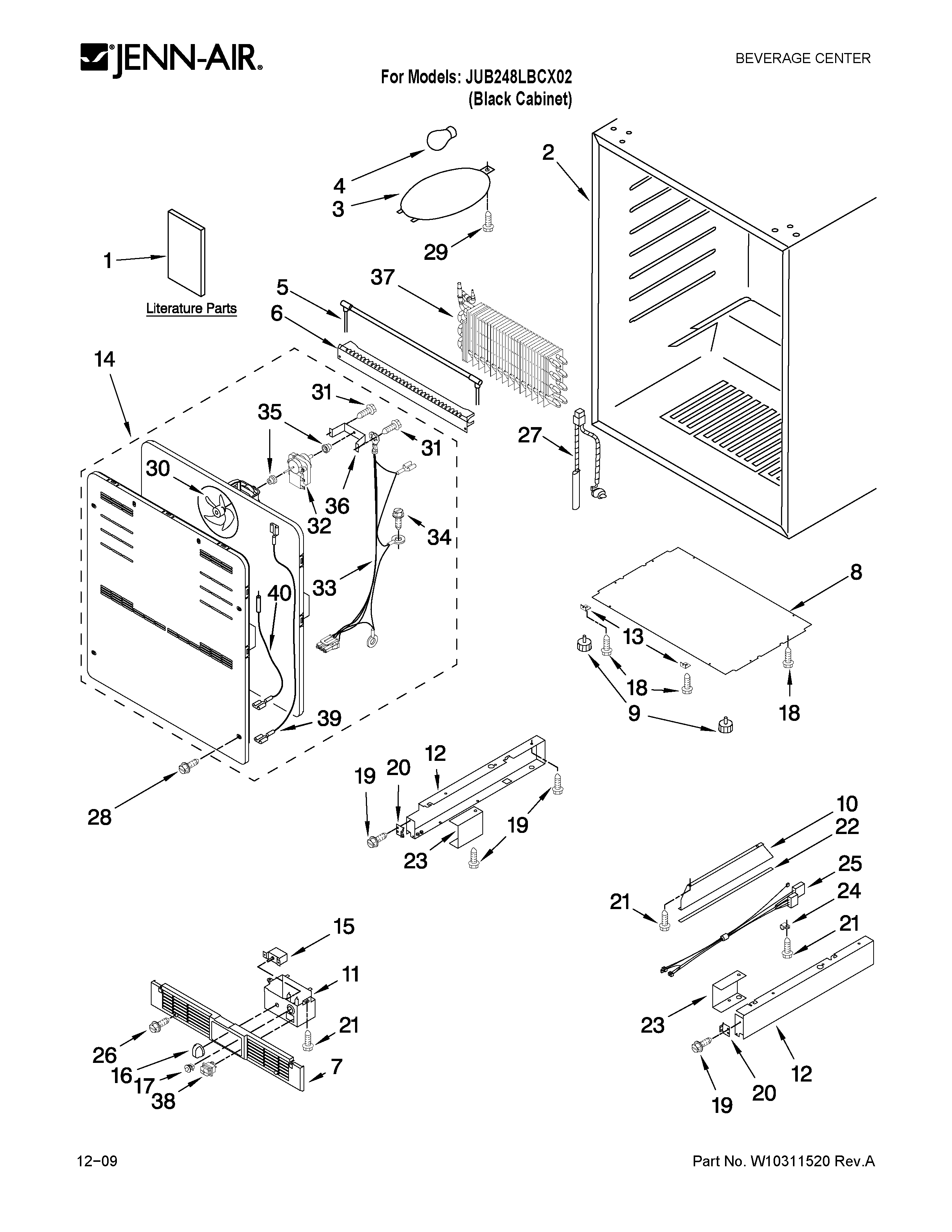 Jenn-Air JUB248LBCX02 cabinet parts diagram