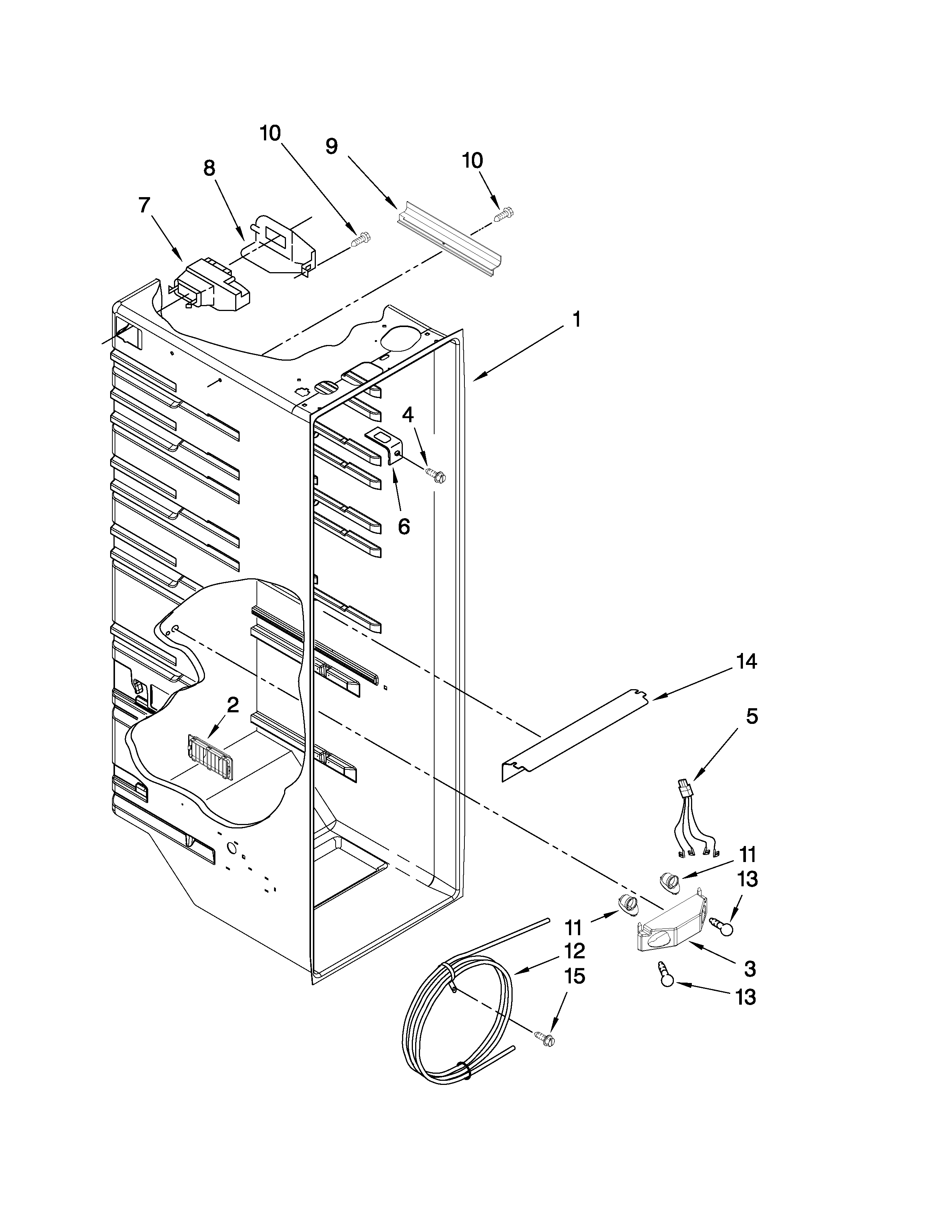 Whirlpool ED2JHEXTS00 refrigerator liner parts diagram