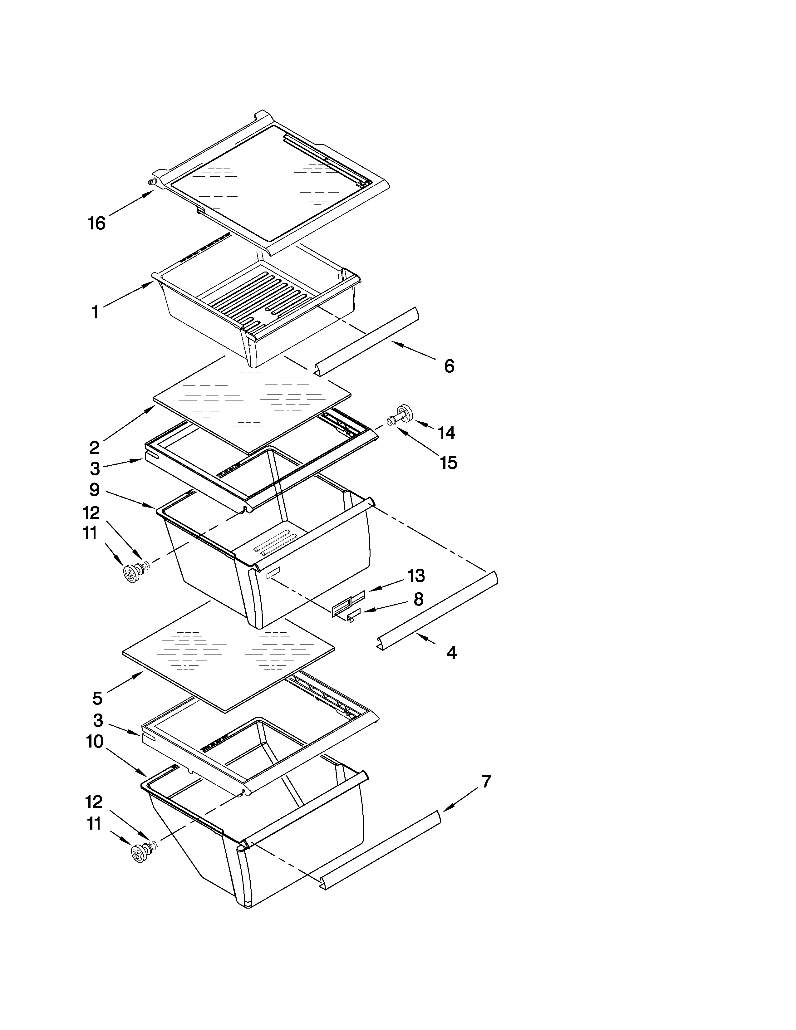 Whirlpool ED2JHEXTS00 refrigerator shelf parts diagram
