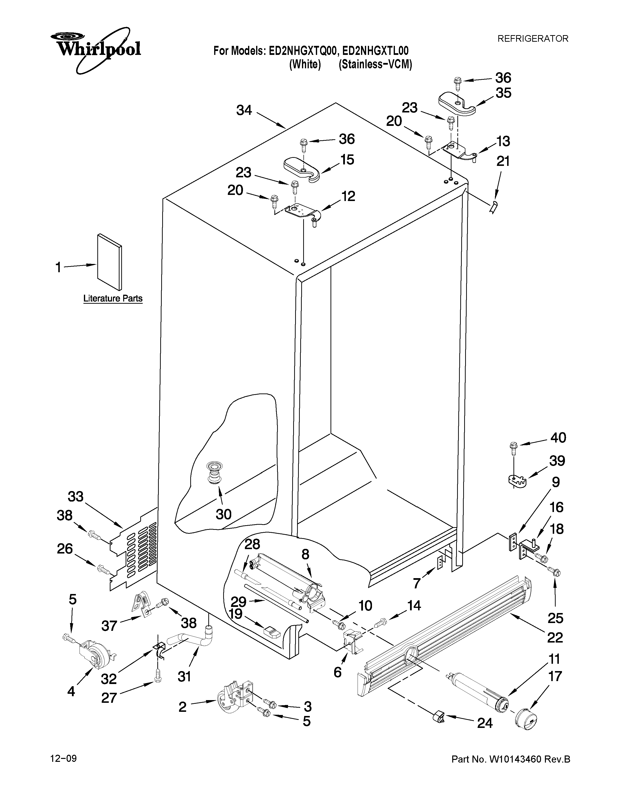Whirlpool ED2NHGXTQ00 cabinet parts diagram
