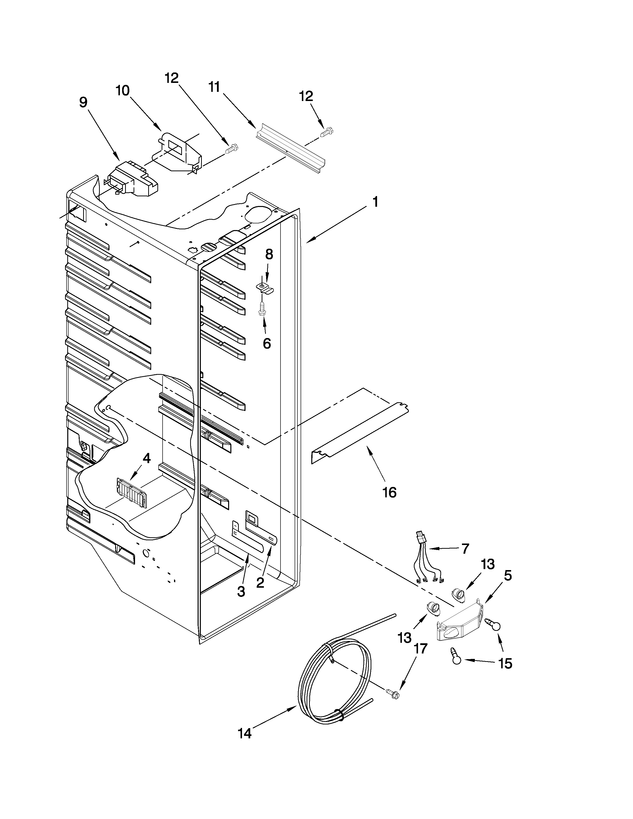 Whirlpool ED2NHGXTQ00 refrigerator liner parts diagram